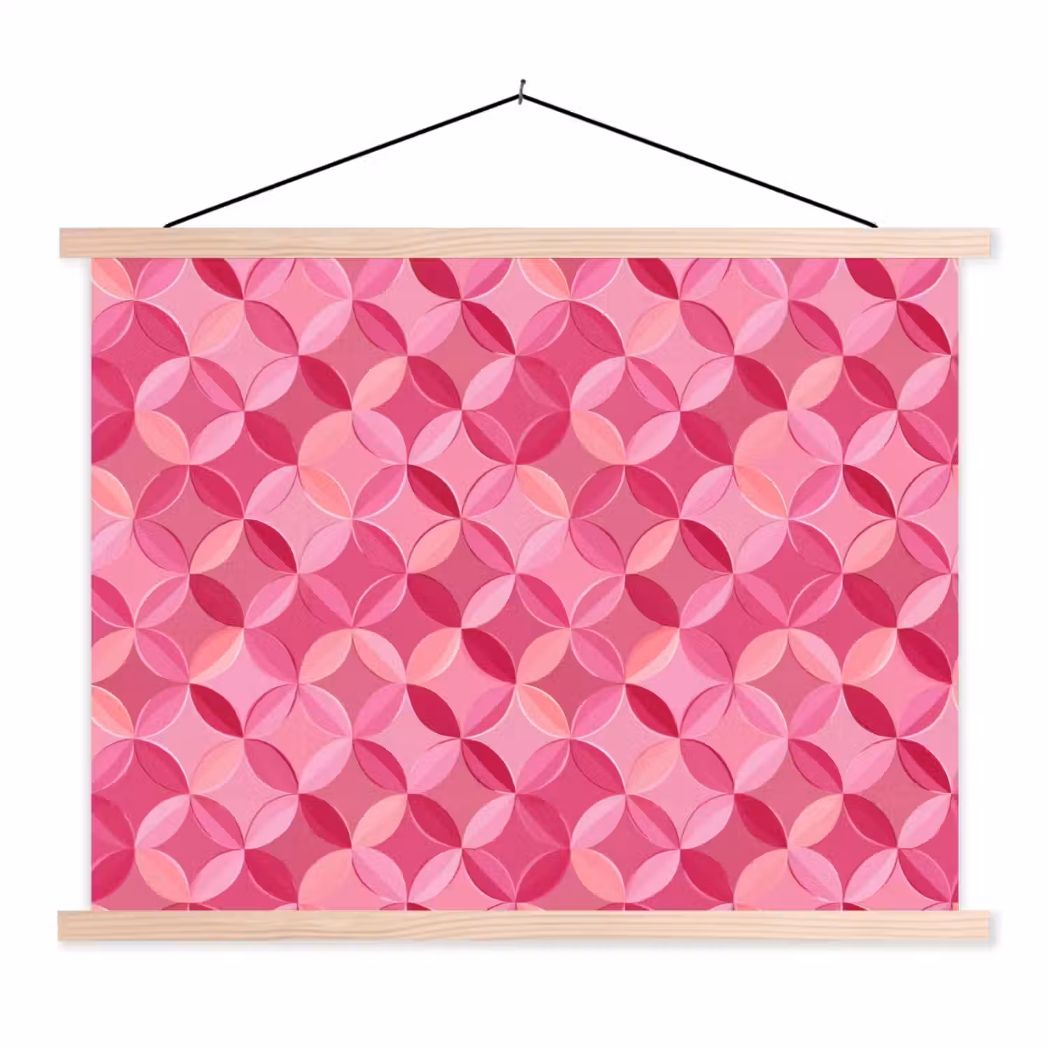 Geometrisch - Mozaïek - Modern - Roze textielposter latten blank klein 122 -3d