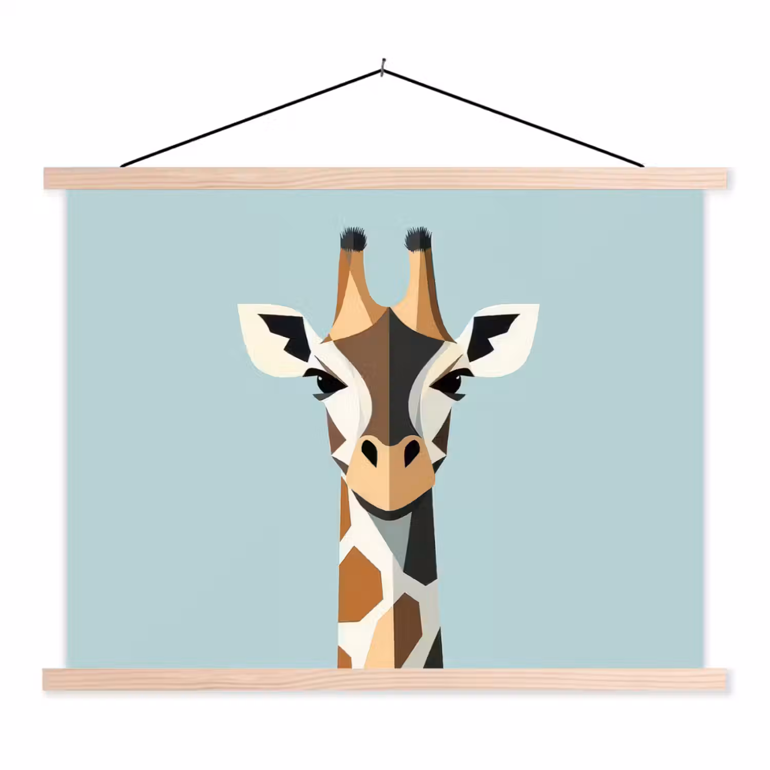 Giraffe - Illustratie - Bruin - Minimalistisch textielposter latten blank klein -3d