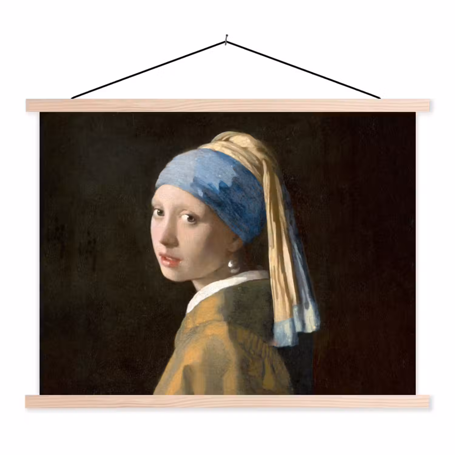 Meisje met de parel - Schilderij - Oude meesters - Vermeer textielposter latten blank klein -3d