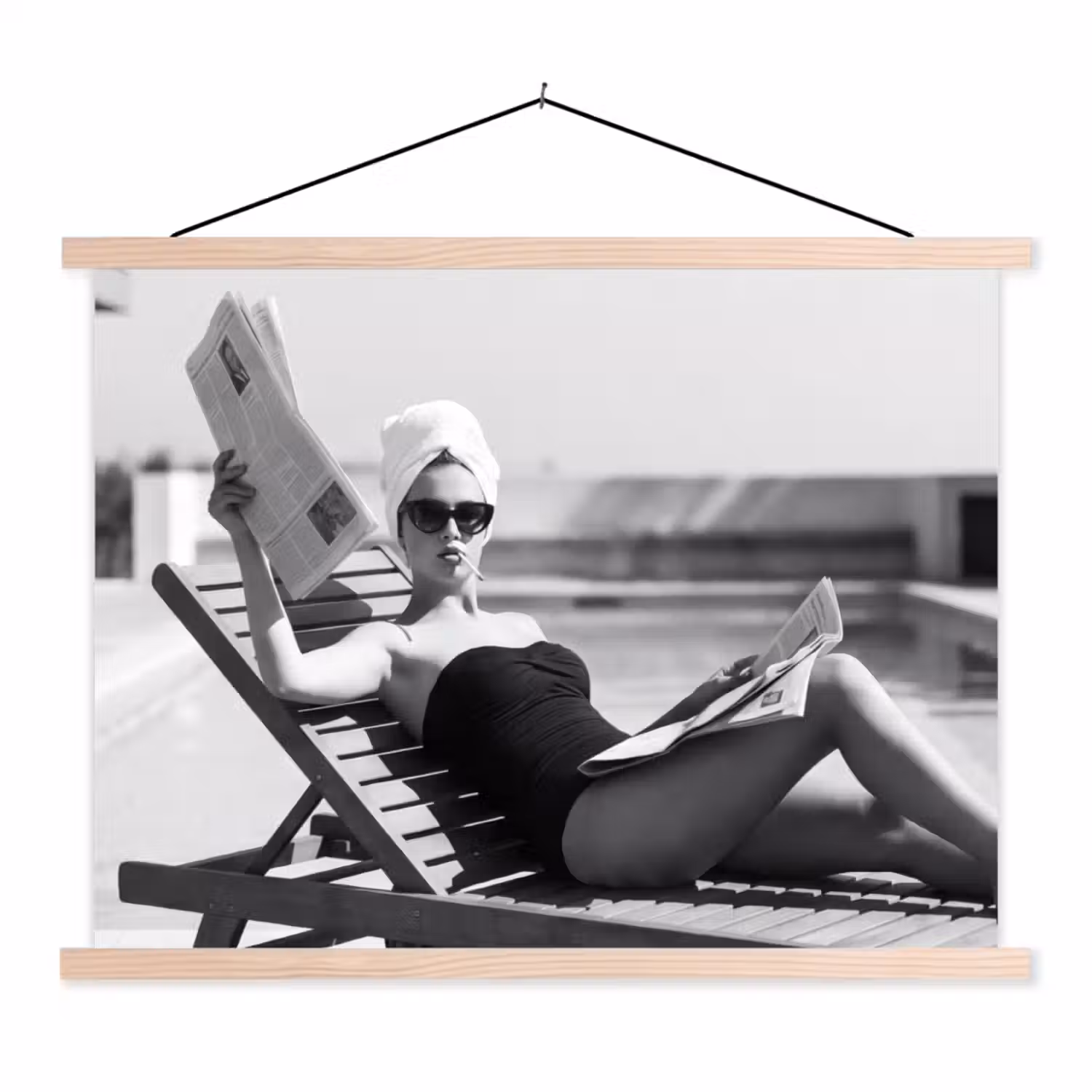 Glamour - Modern - Zwart - Wit textielposter latten blank klein -3d