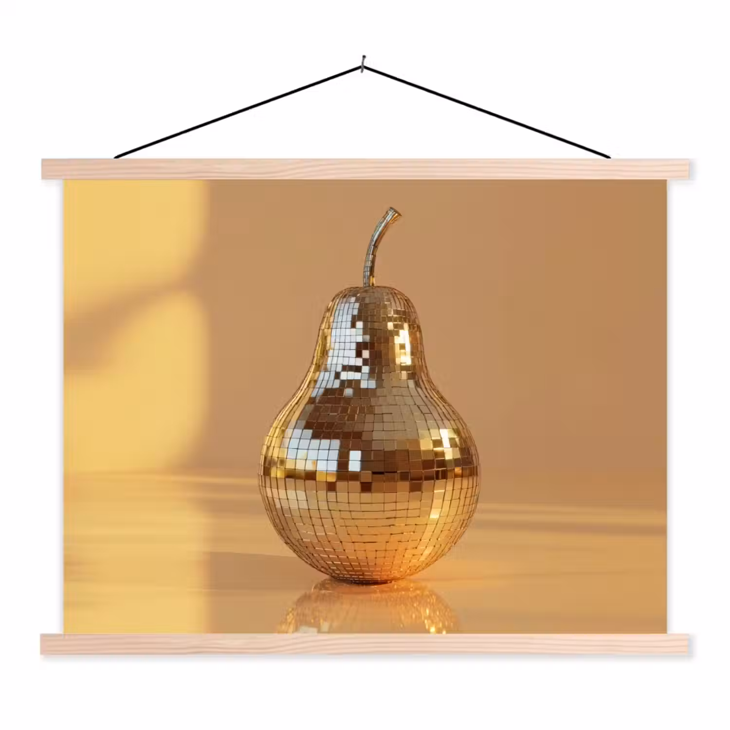 Goud - Disco - Glitter - Peer textielposter latten blank klein -3d
