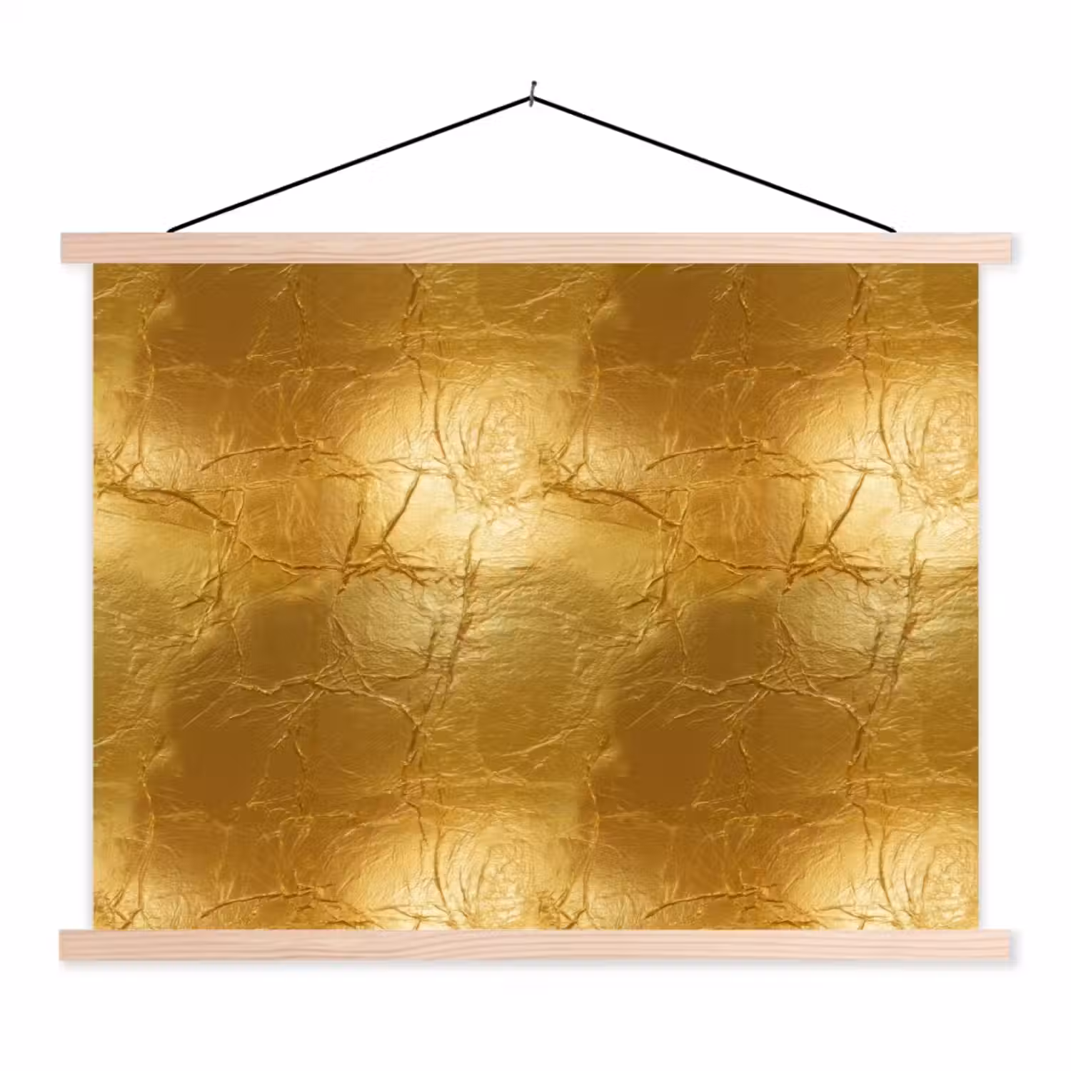 Bladgoud - Vintage - Textuur - Warm Goud textielposter latten blank klein 122 -3d