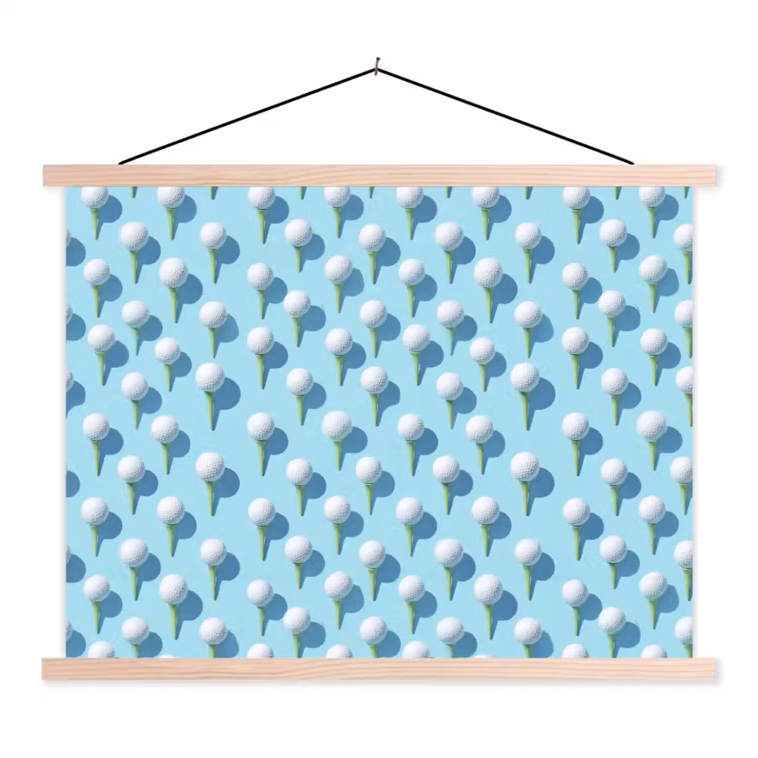 Golf - Ballen - Blauw textielposter latten blank klein 122 -3d