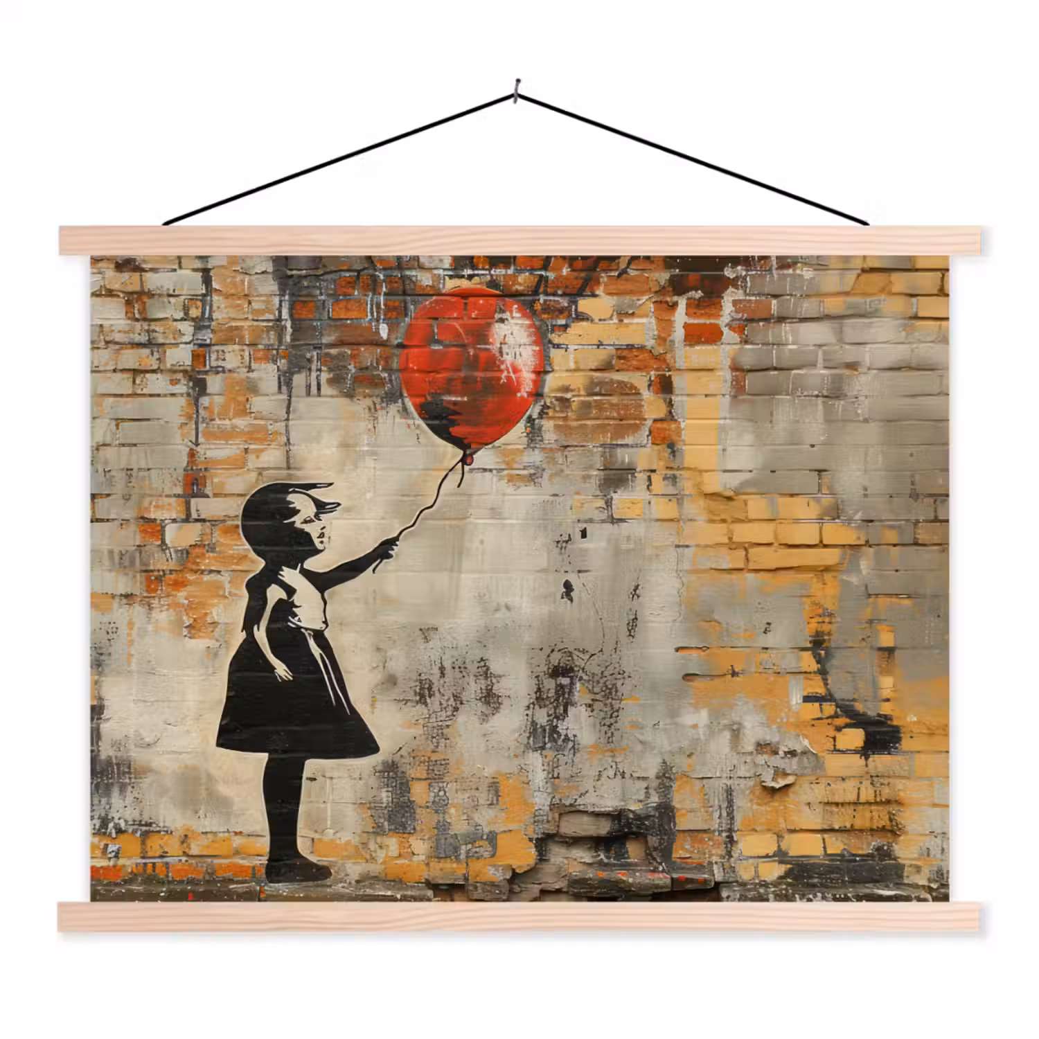 Graffiti - Banksy - Meisje - Street art textielposter latten blank klein -3d