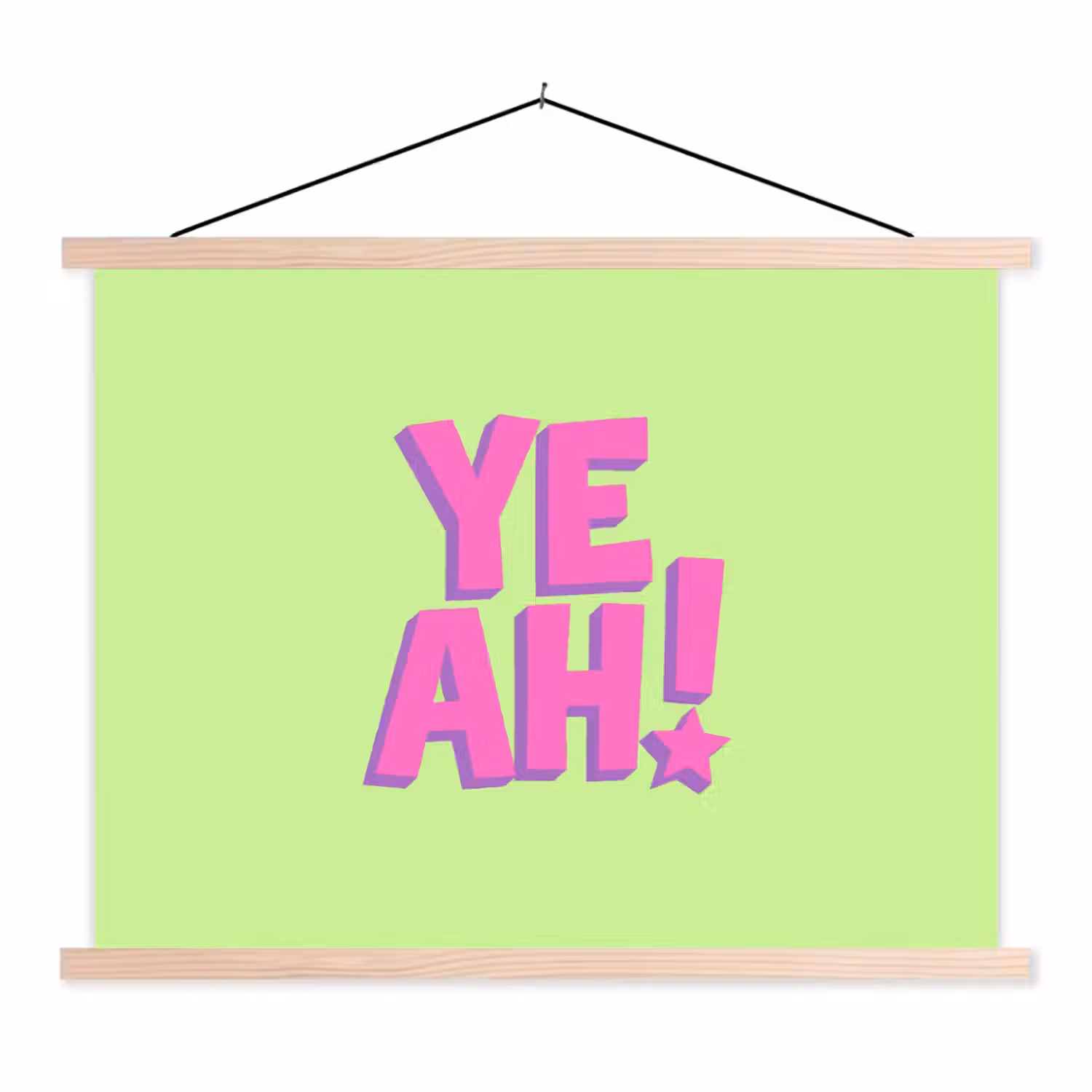 Groen - Neon - Quote textielposter latten blank klein -3d
