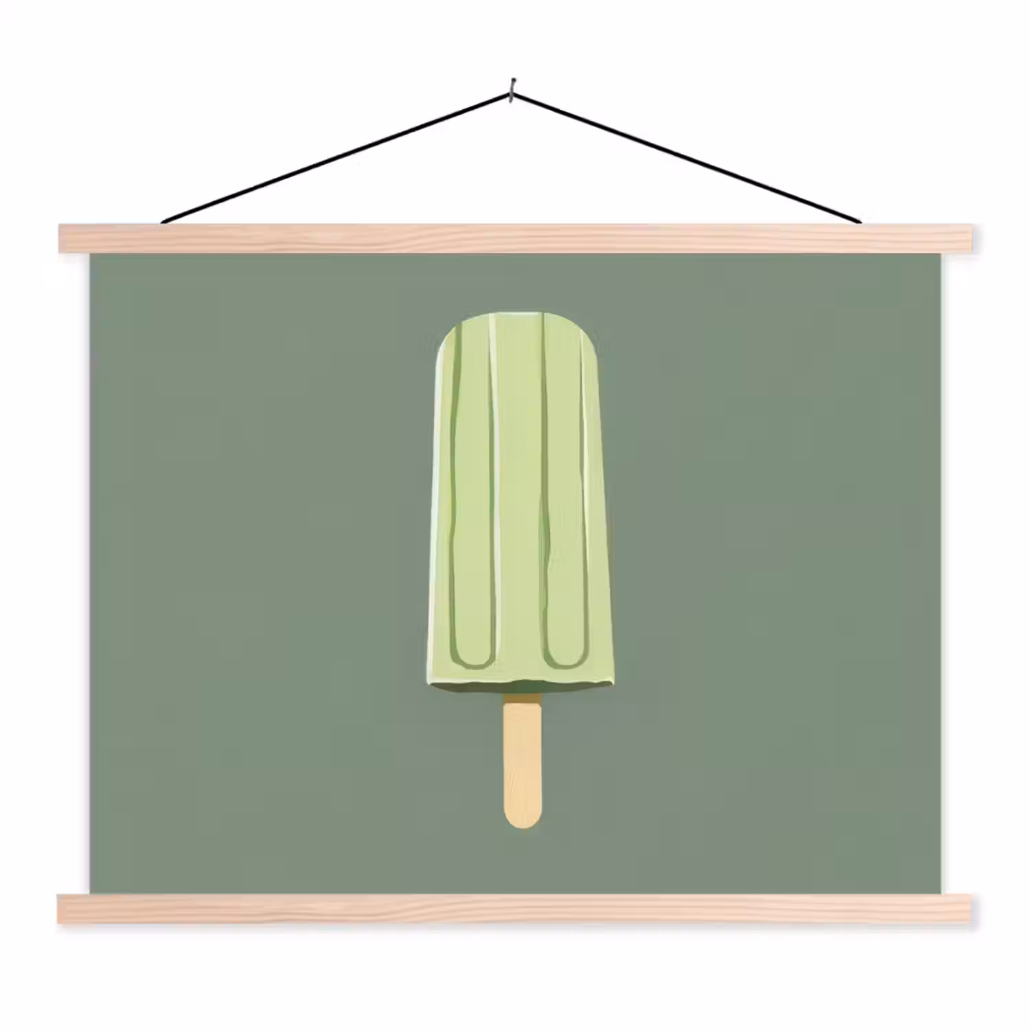 Groen - Waterijsje - Stokje - Illustratie textielposter latten blank klein -3d