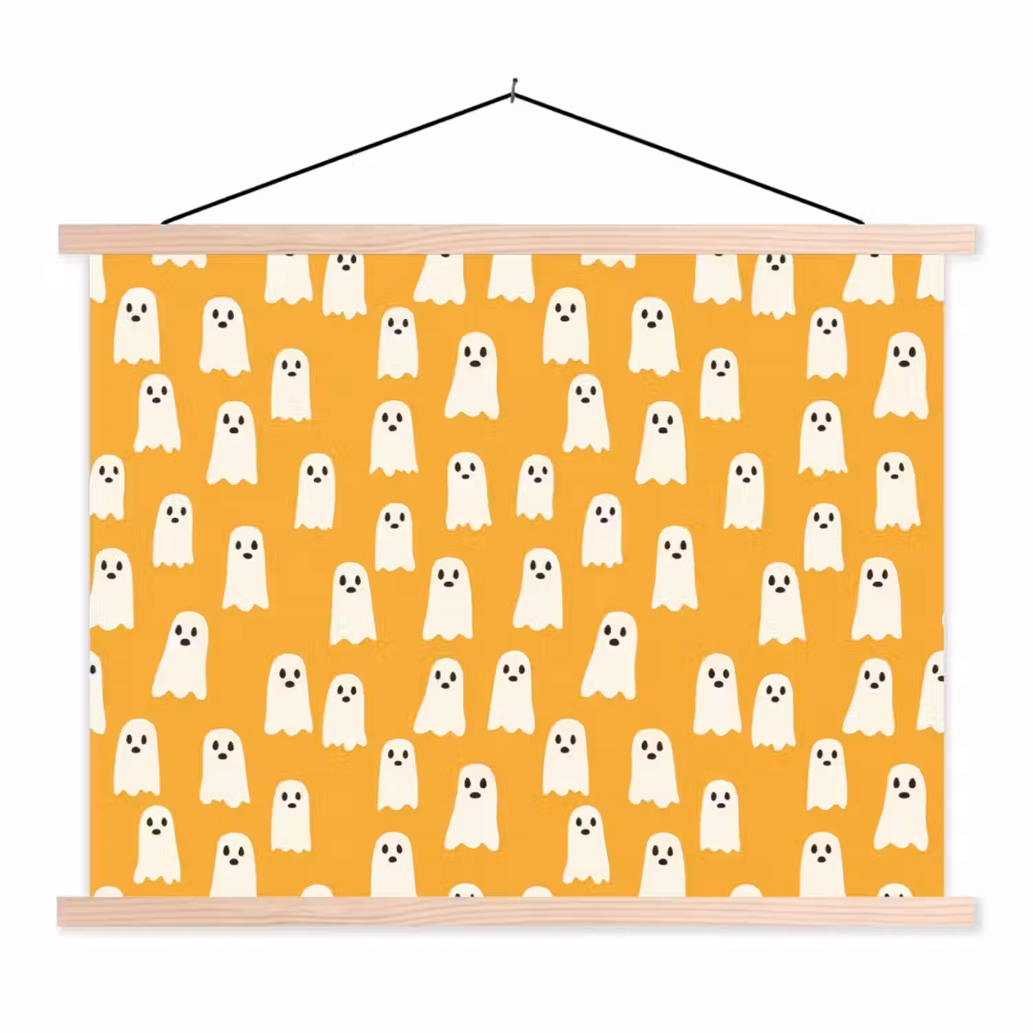 Halloween - Spookjes - Oker textielposter latten blank klein 122 -3d