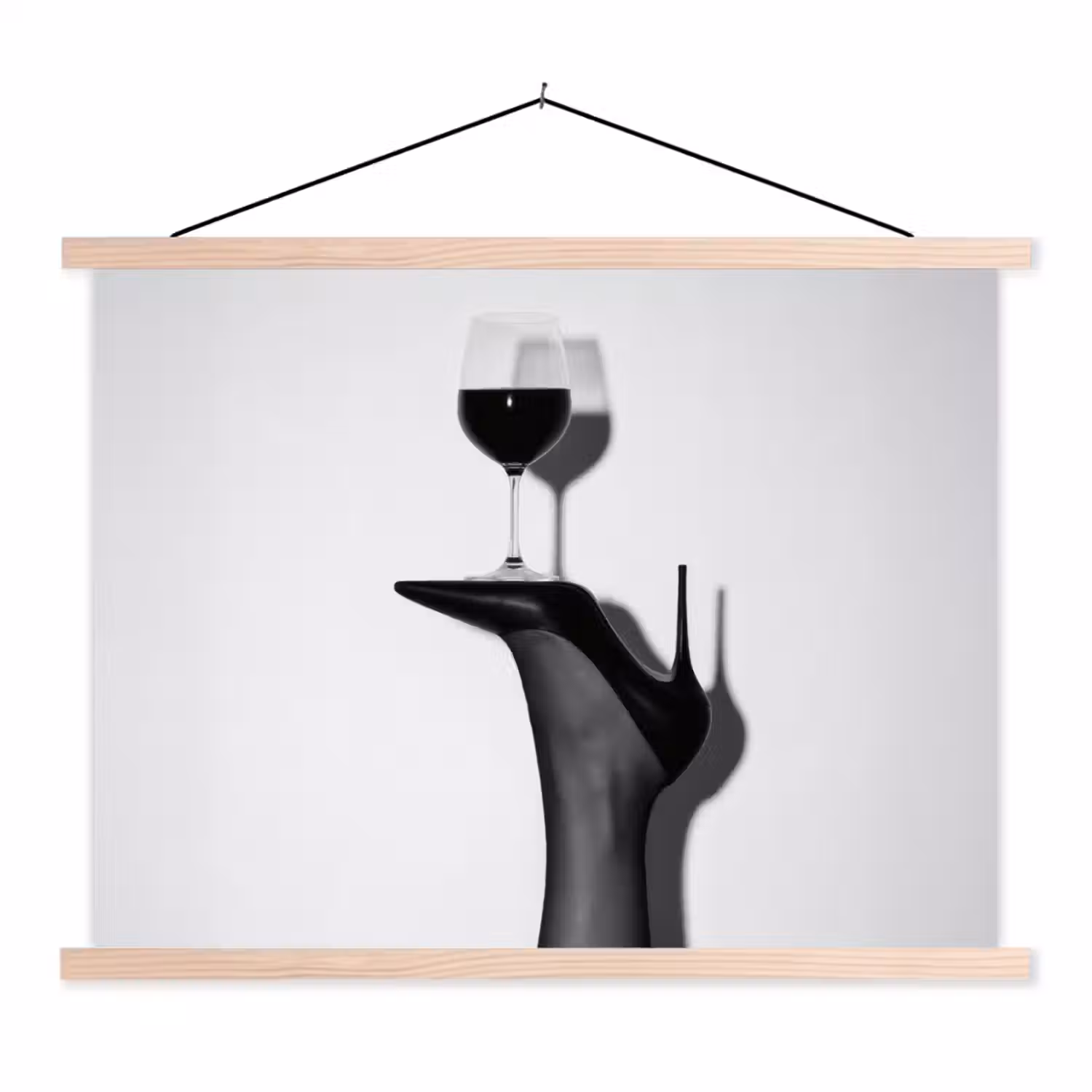 Hak - Wijn - Minimalistisch - Zwart textielposter latten blank klein -3d