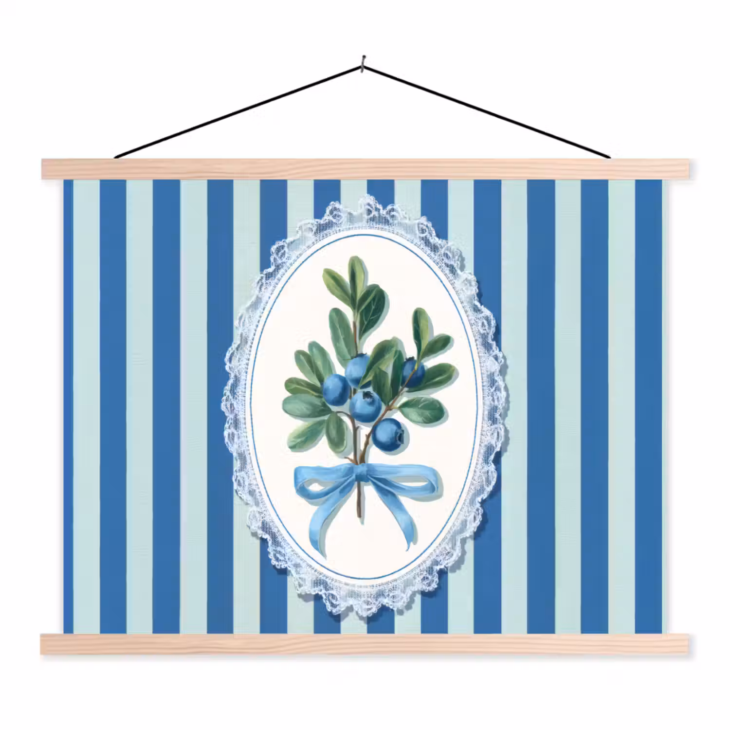 Illustratie - Bessen - Blauw - Strepen textielposter latten blank klein -3d