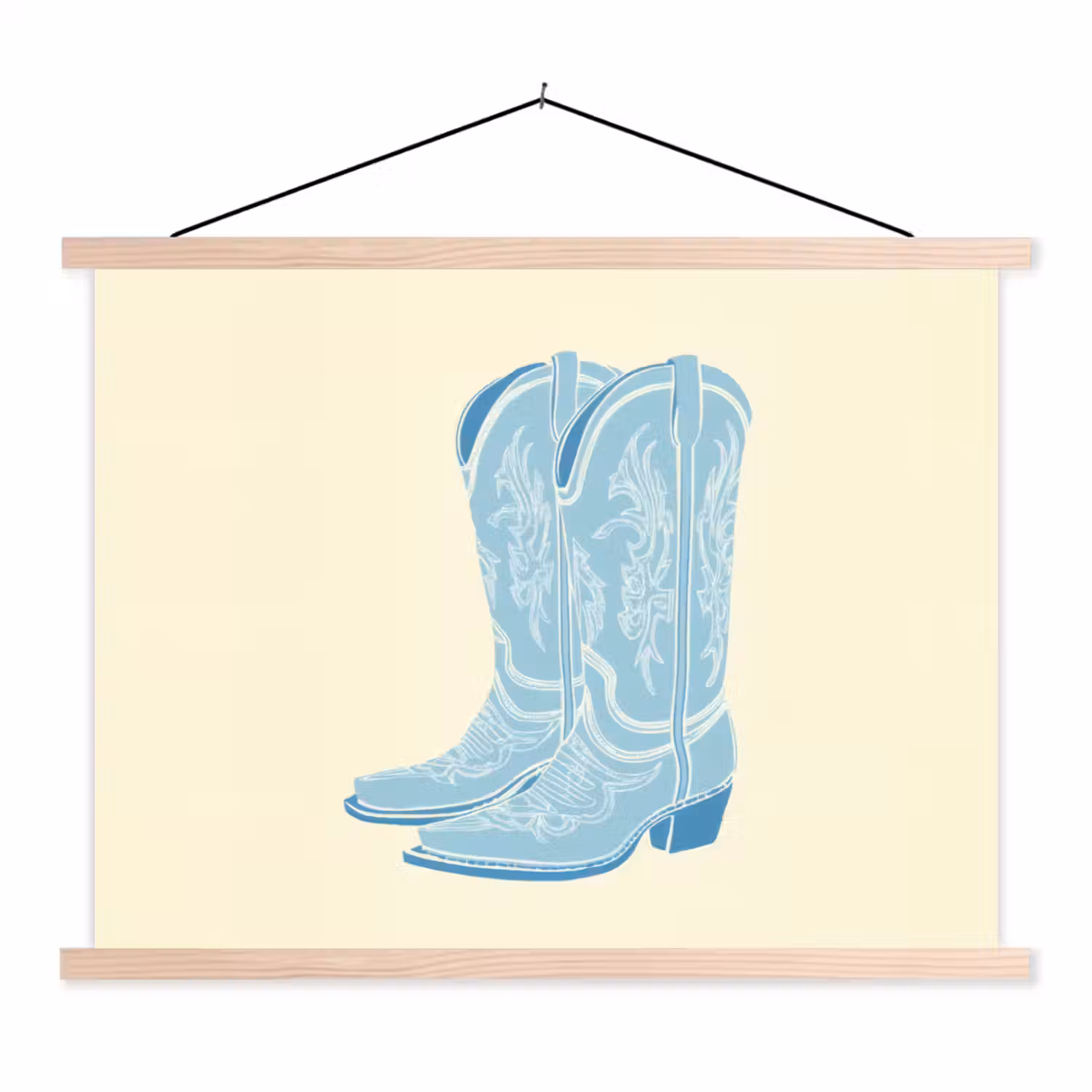 Illustratie - Cowboylaarzen - Patroon textielposter latten blank klein -3d