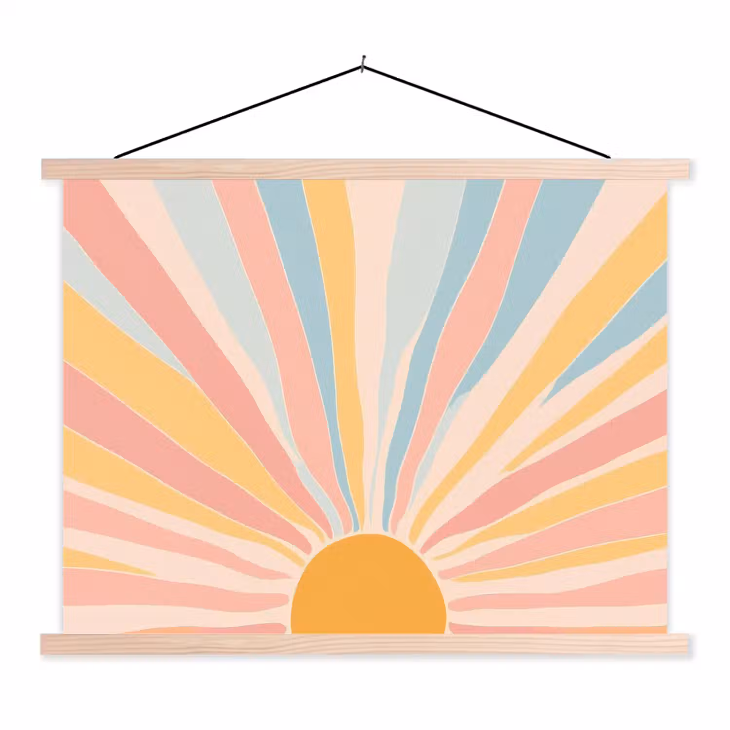 Illustratie - Zon - Pastelkleuren textielposter latten blank klein -3d