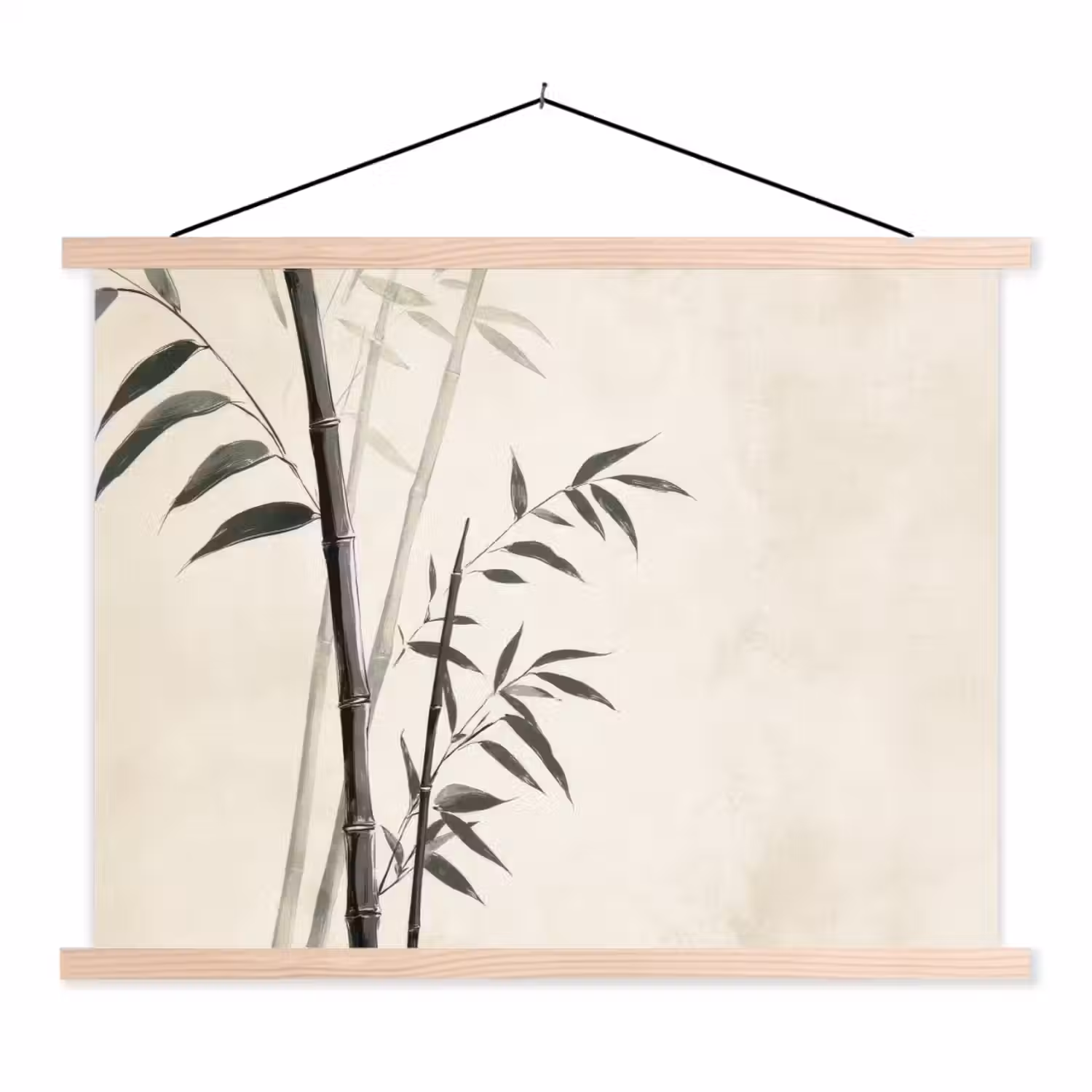 Japandi - Bamboe - Beige textielposter latten blank klein -3d