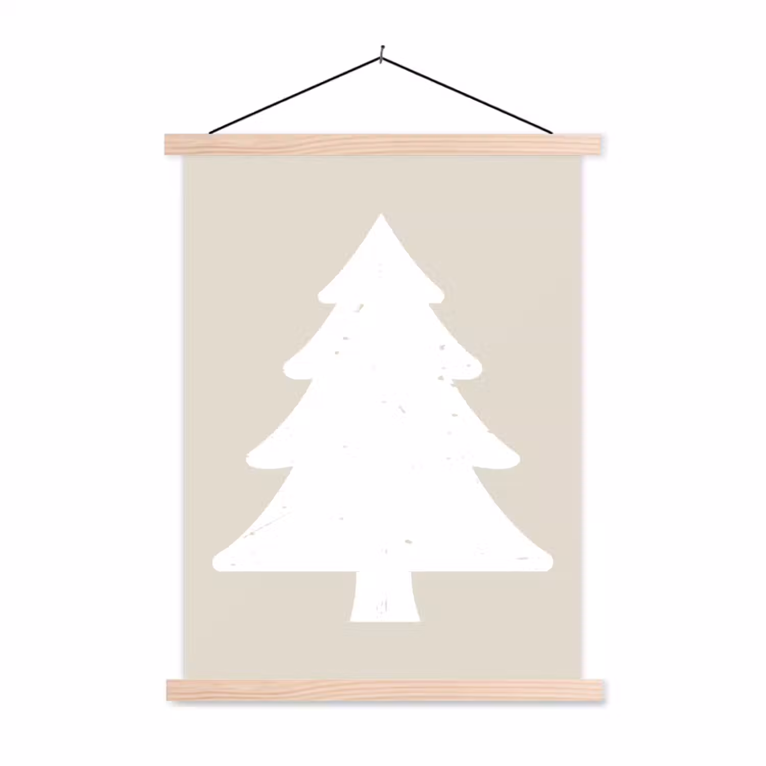 Japandi - Kerstboom - Beige - Kerstversiering textielposter latten blank klein -3d