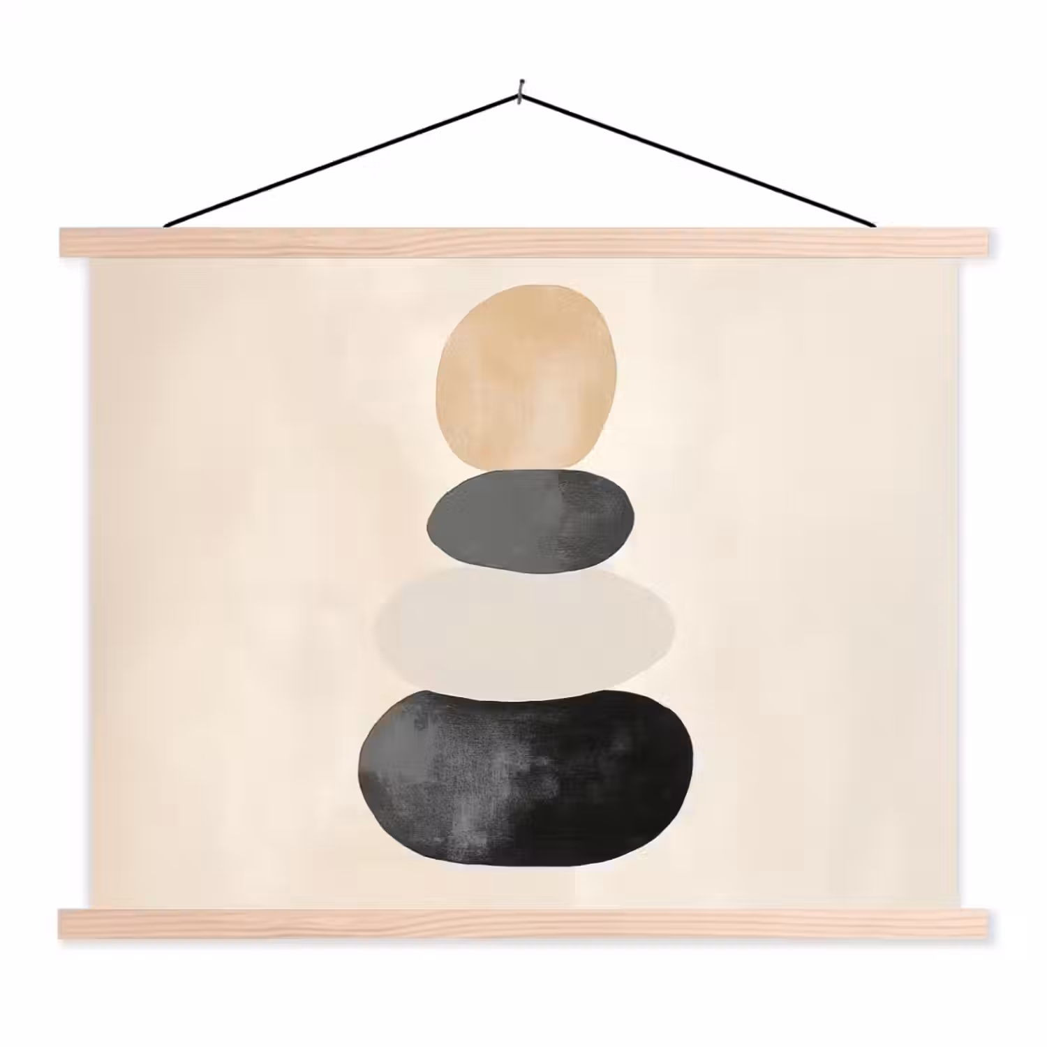 Japandi - Wabi sabi - Beige textielposter latten blank klein -3d