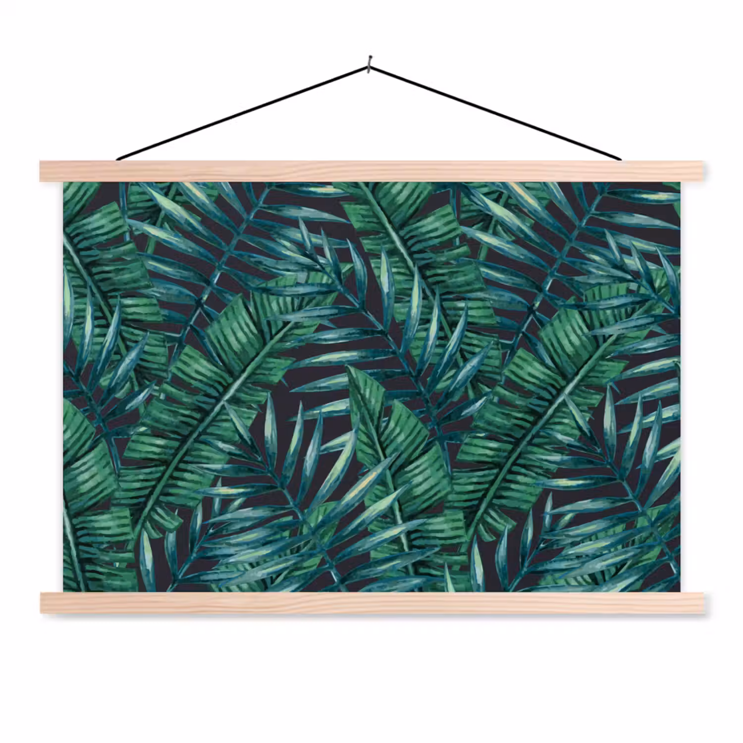 Jungle - Bladeren - Tropisch textielposter latten blank klein -3d