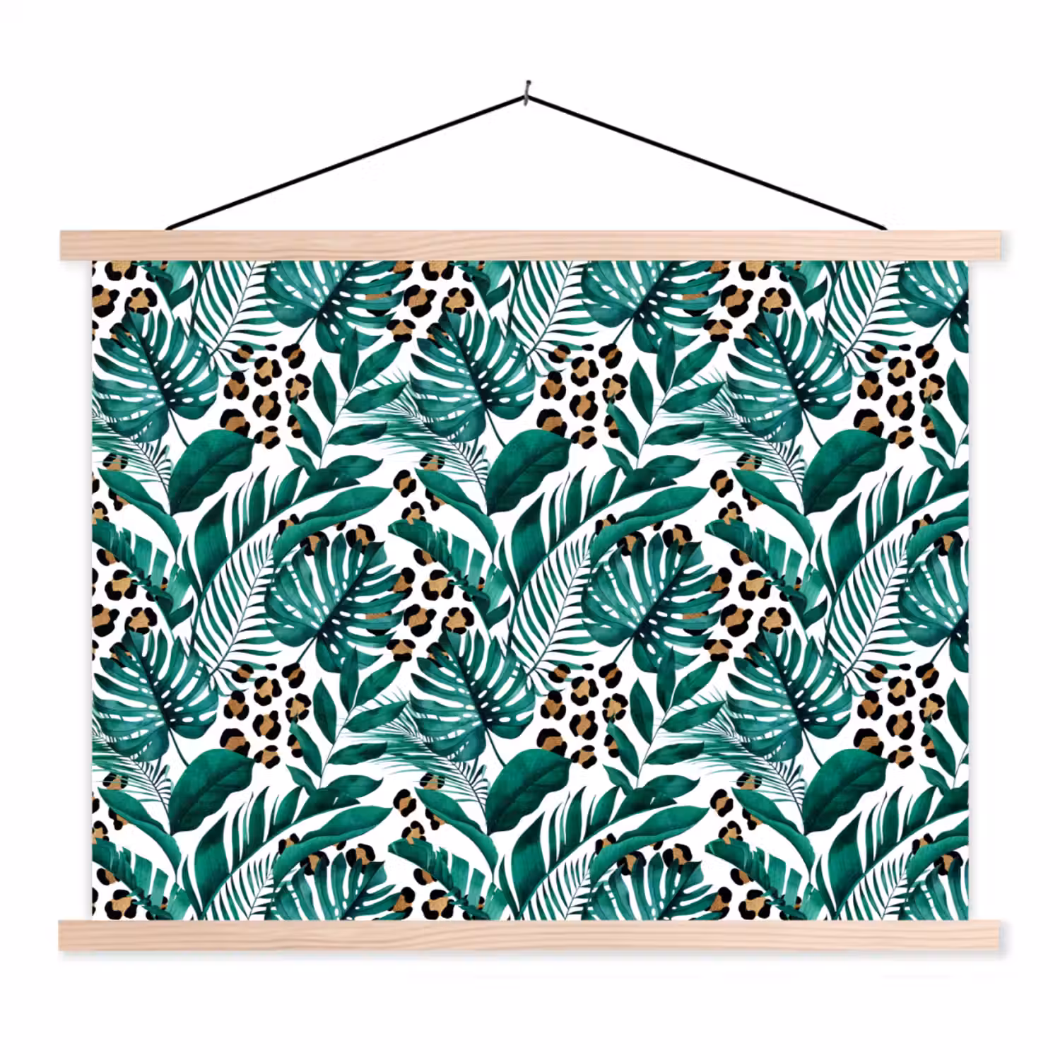 Bladeren - Tropisch - Jungle textielposter latten blank klein -3d