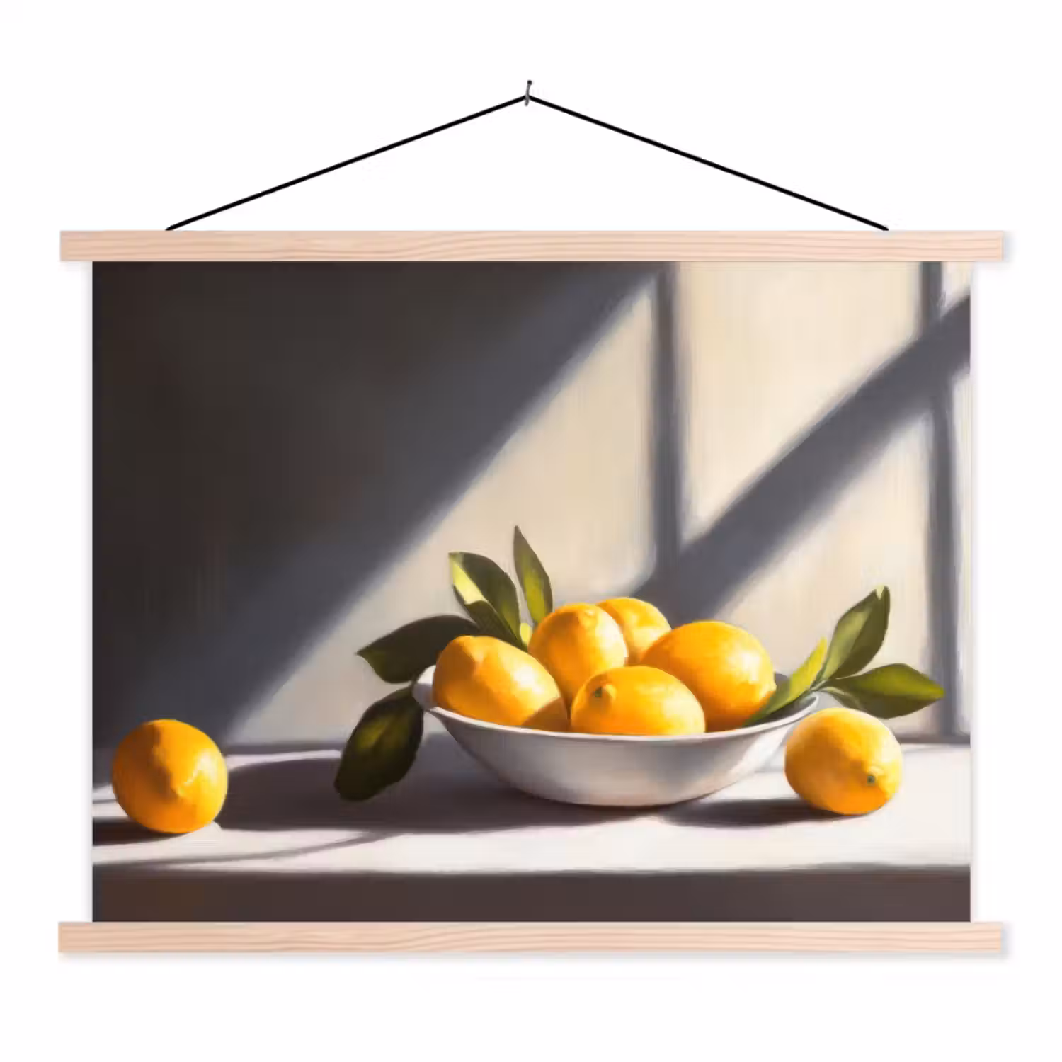 Citroenen - Stilleven - Geel textielposter latten blank klein -3d