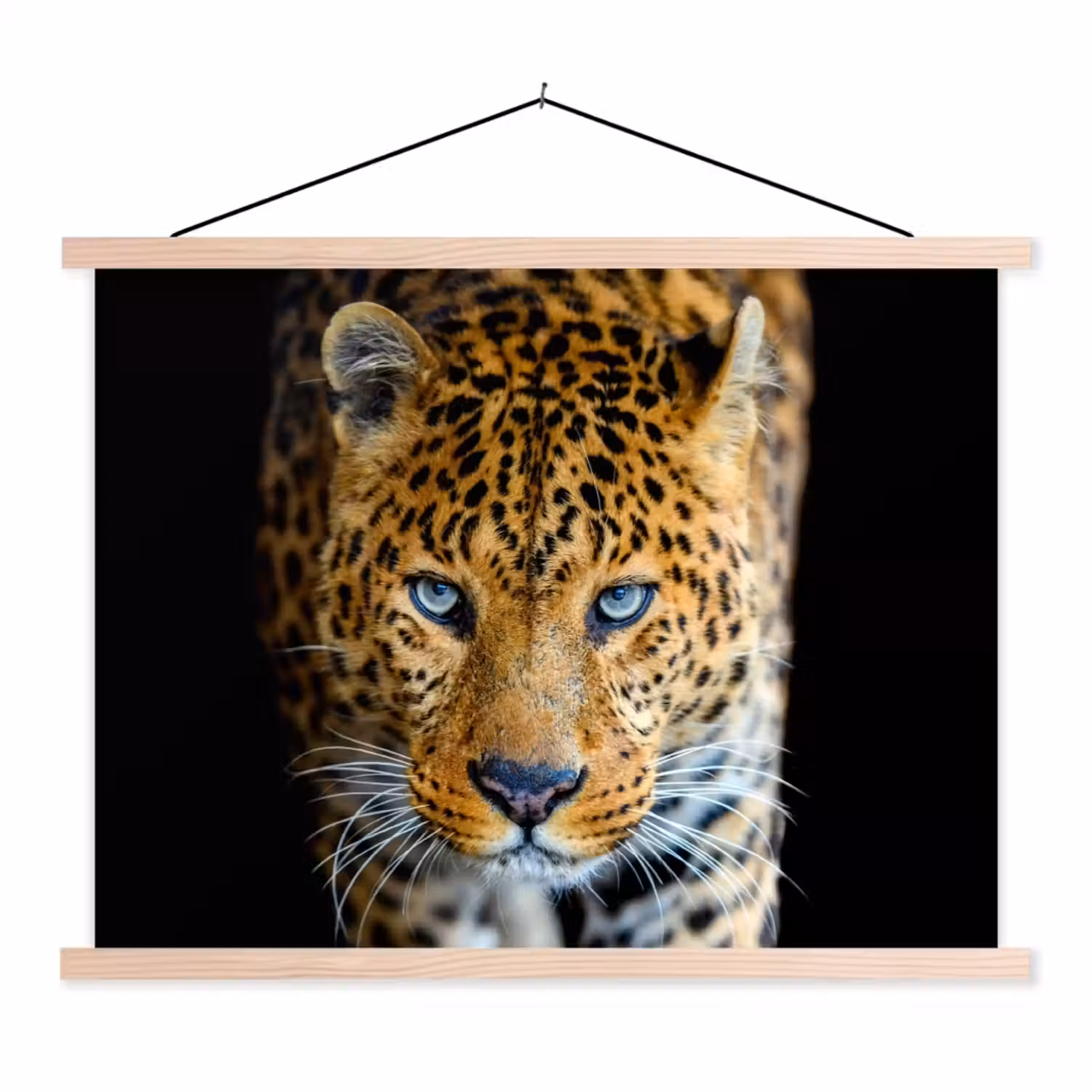 Luipaard - Dieren - Portret - Wilde dieren - Zwart textielposter latten blank klein -3d
