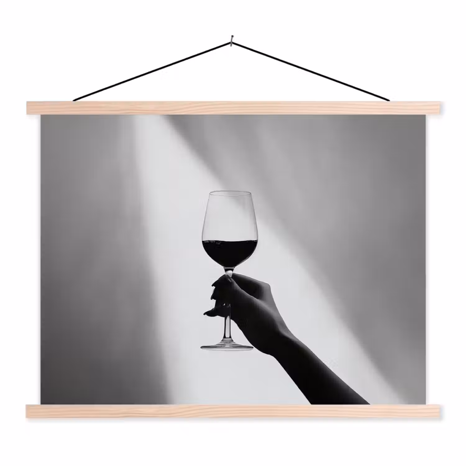 Lichtinval - Wijn - Rood - Glas textielposter latten blank klein -3d