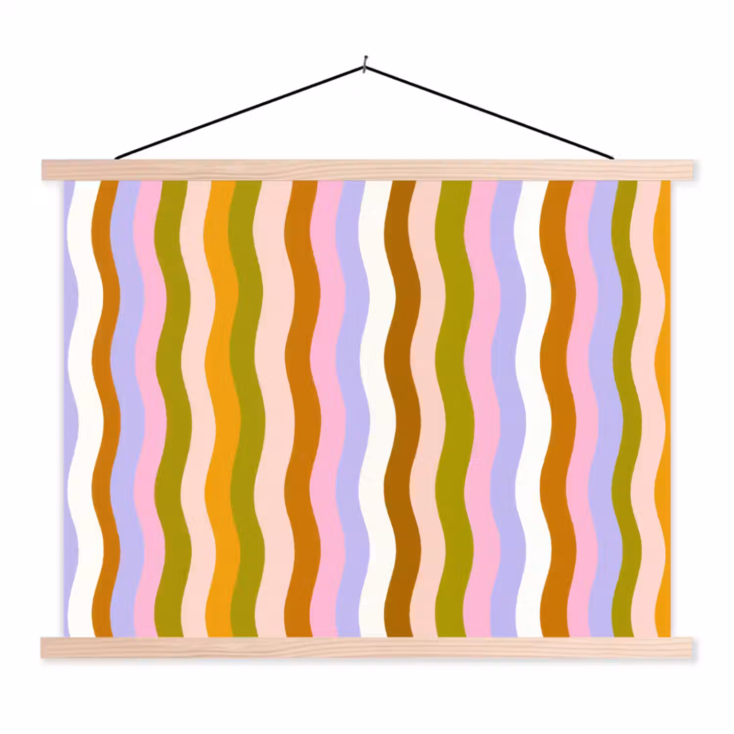 lijnen - Golven - Pastelkleuren - Patroon textielposter latten blank klein -3d