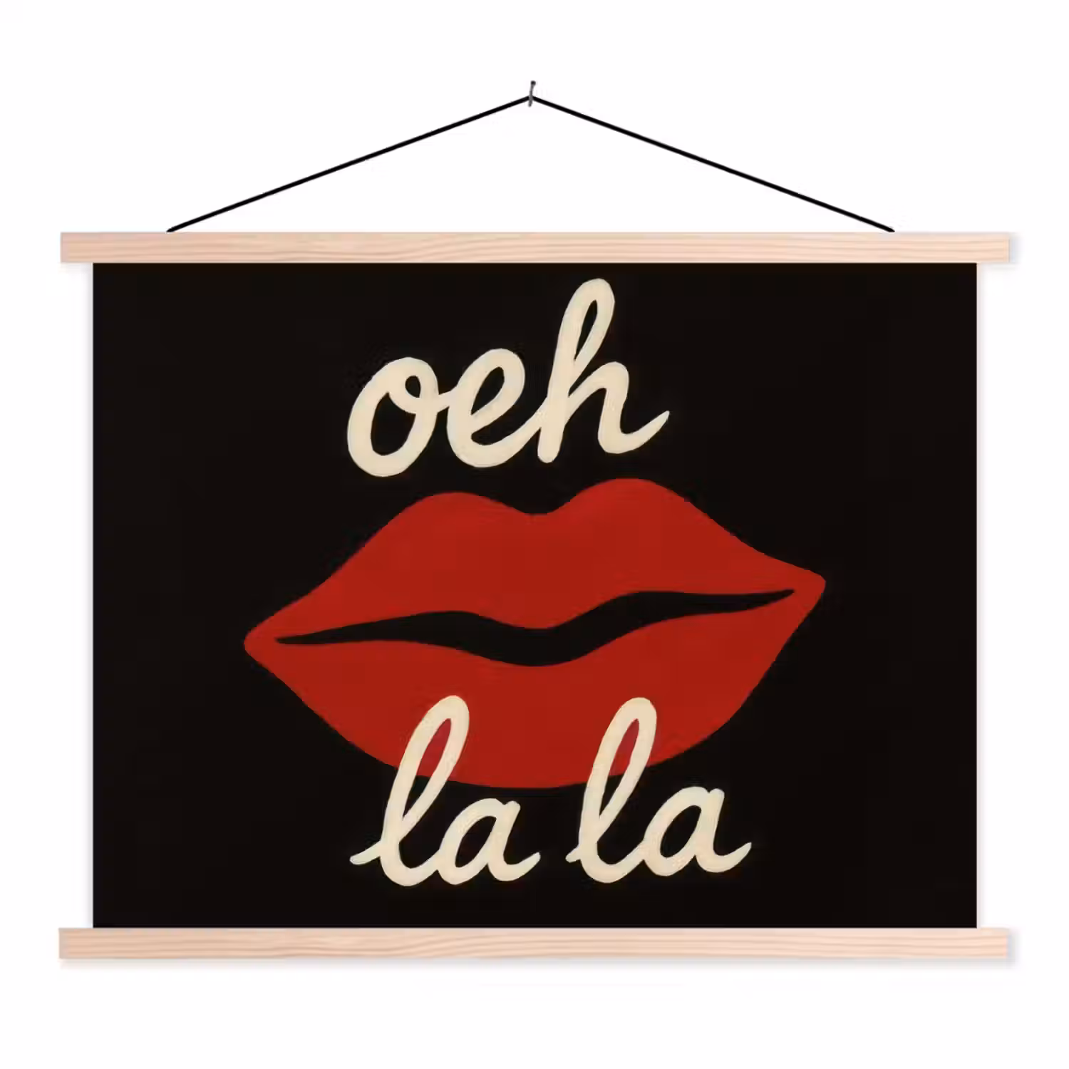 Lip - Rood - Quote textielposter latten blank klein -3d