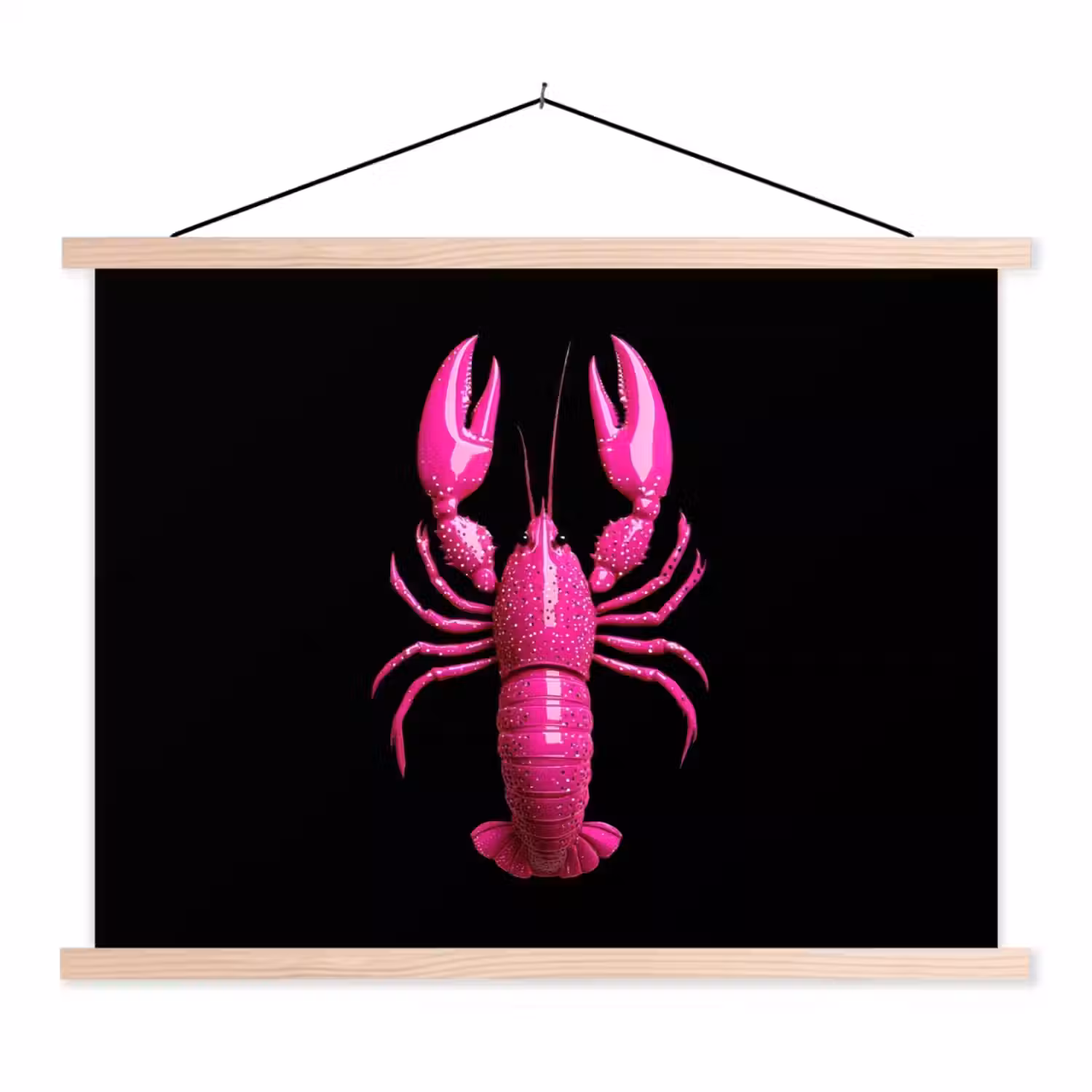 Kreeft - Felroze - Stippen - Opvallend textielposter latten blank klein -3d
