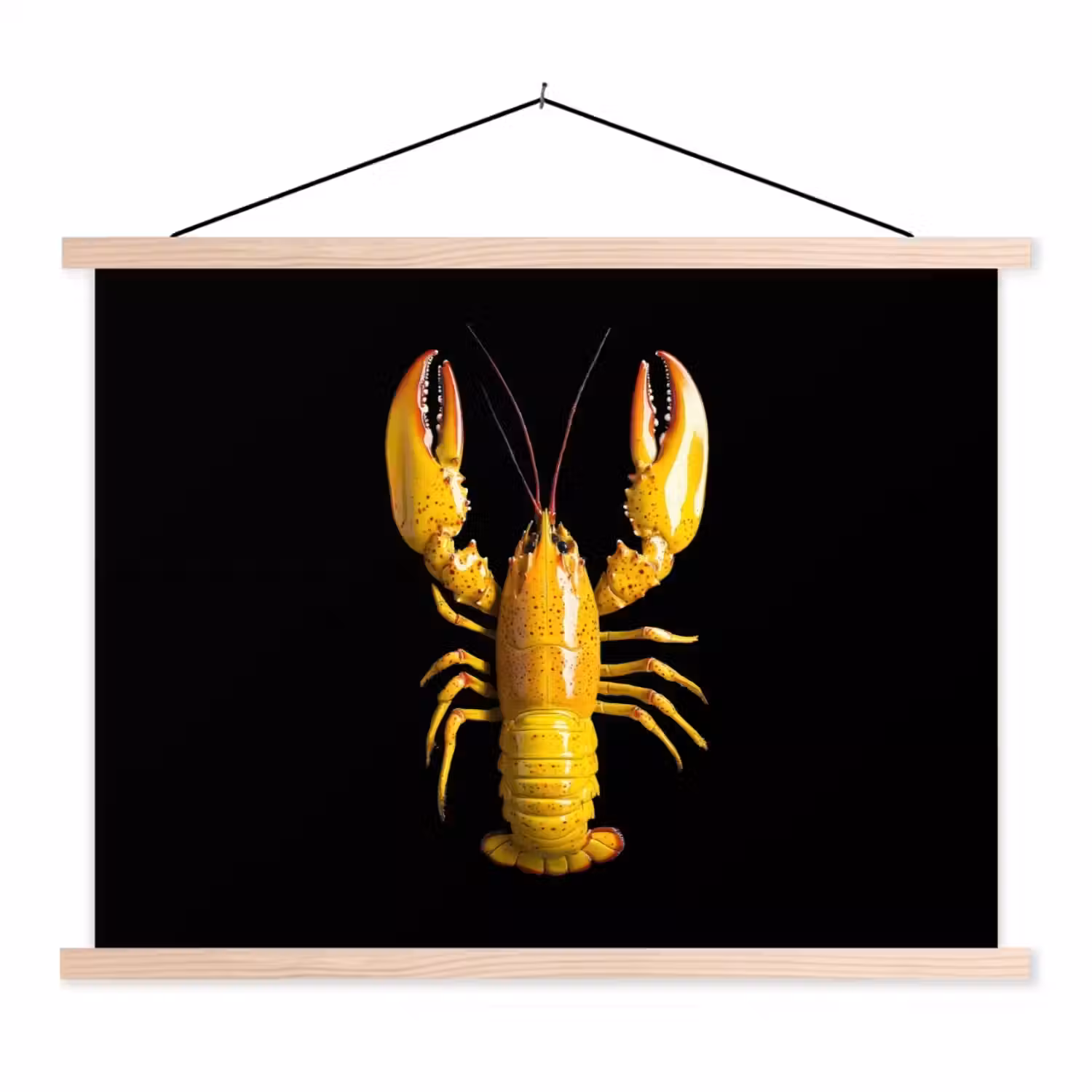 Kreeft - Geel - Stippen - Effen textielposter latten blank klein -3d
