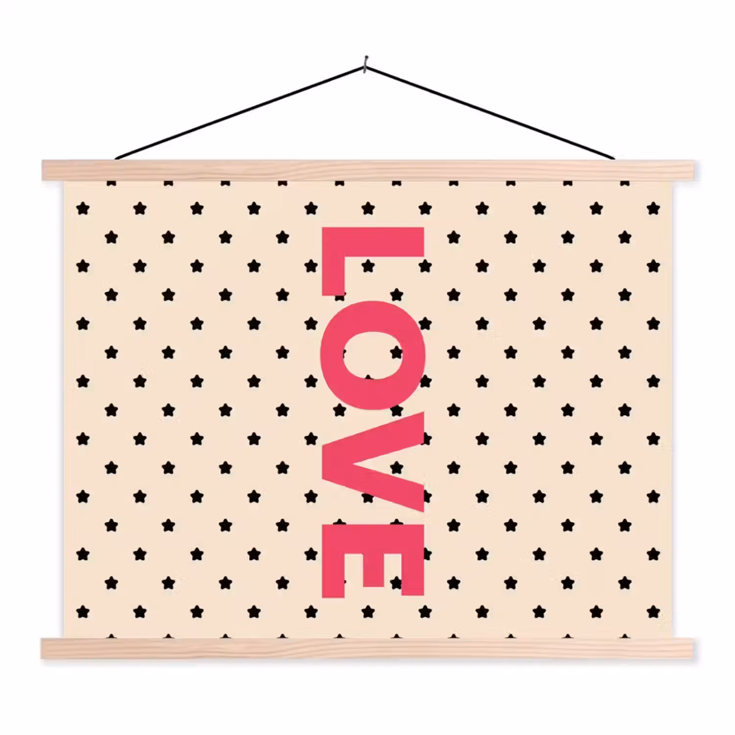 Love - Stippen - Roze textielposter latten blank klein -3d