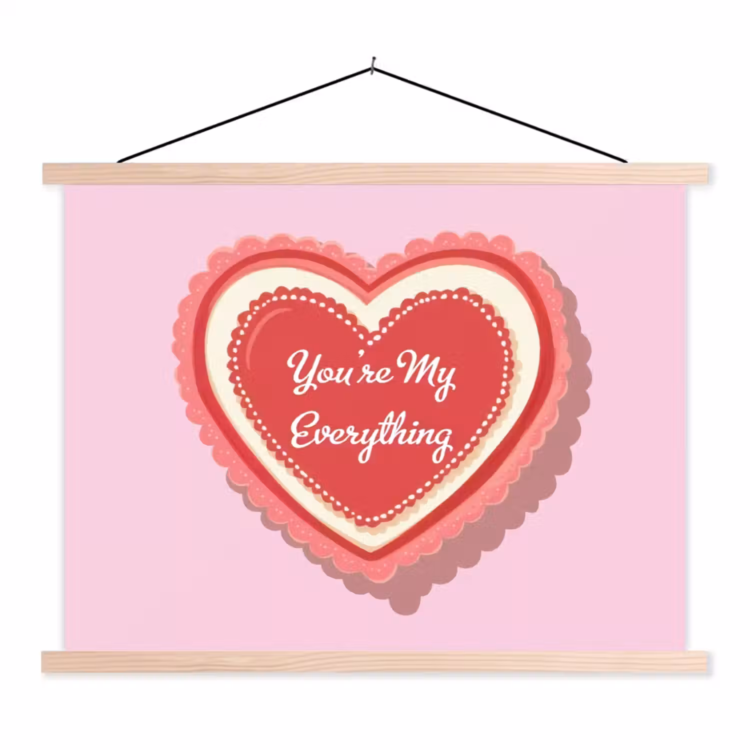 Liefde - Hart - Valentijn textielposter latten blank klein -3d