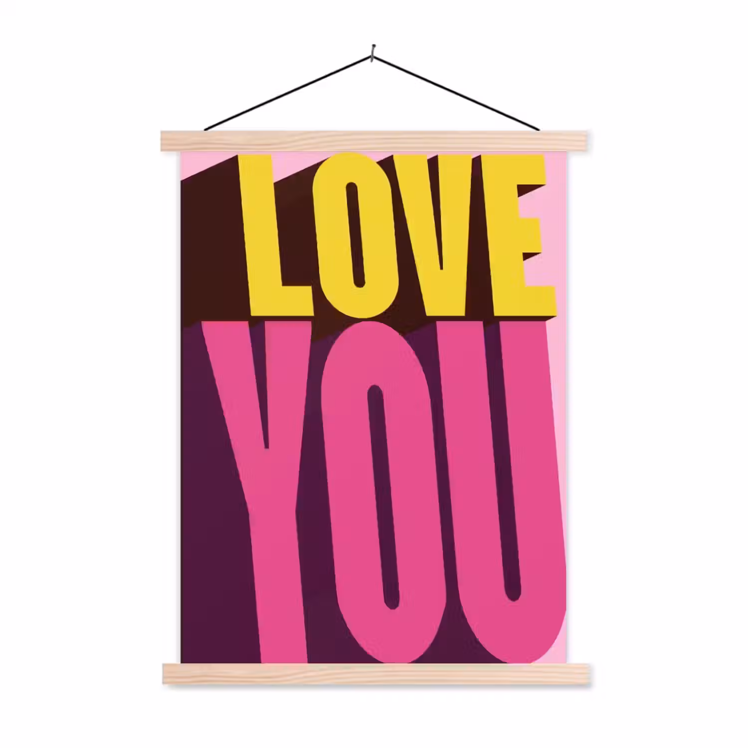 Love - Tekst - Roze - Valentijn textielposter latten blank klein -3d