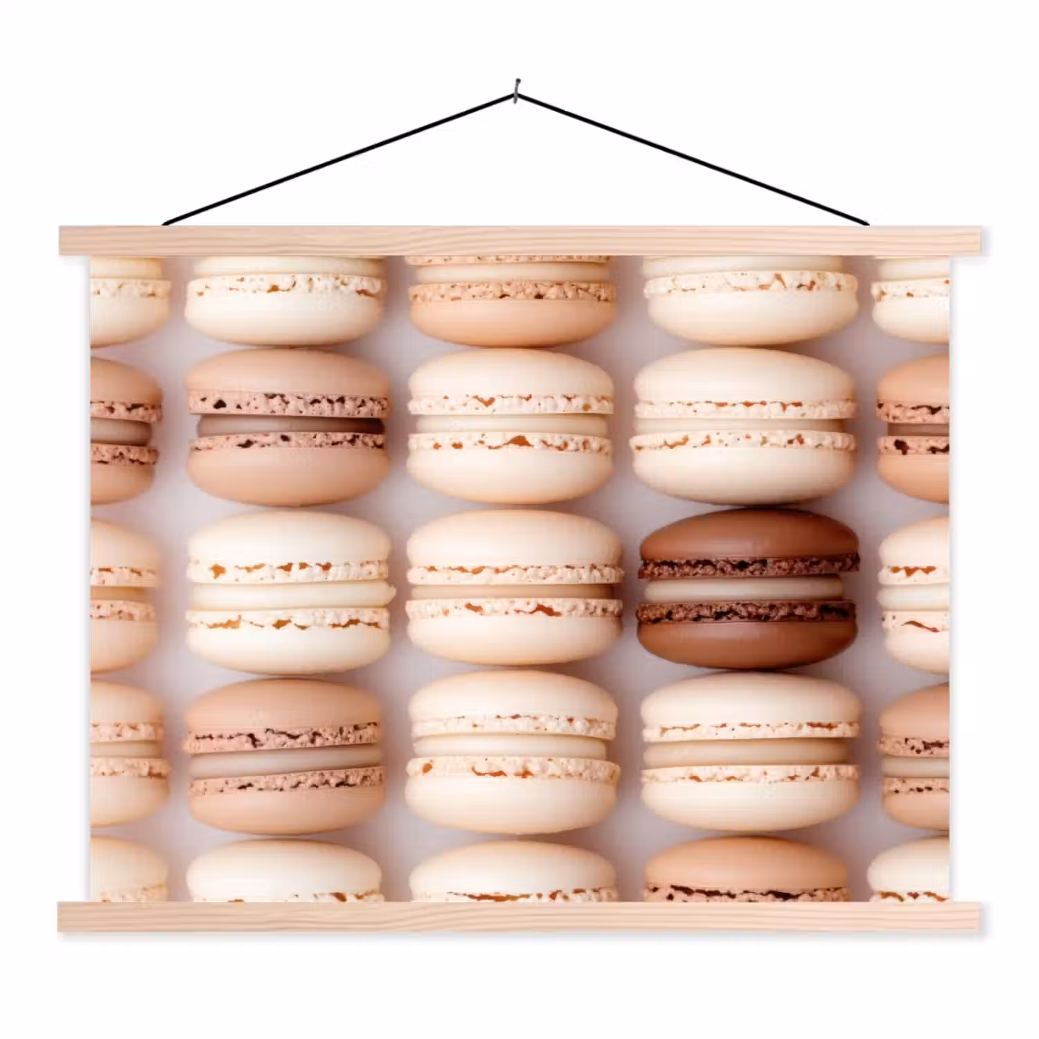 Macarons - Beige - Bruin textielposter latten blank klein -3d
