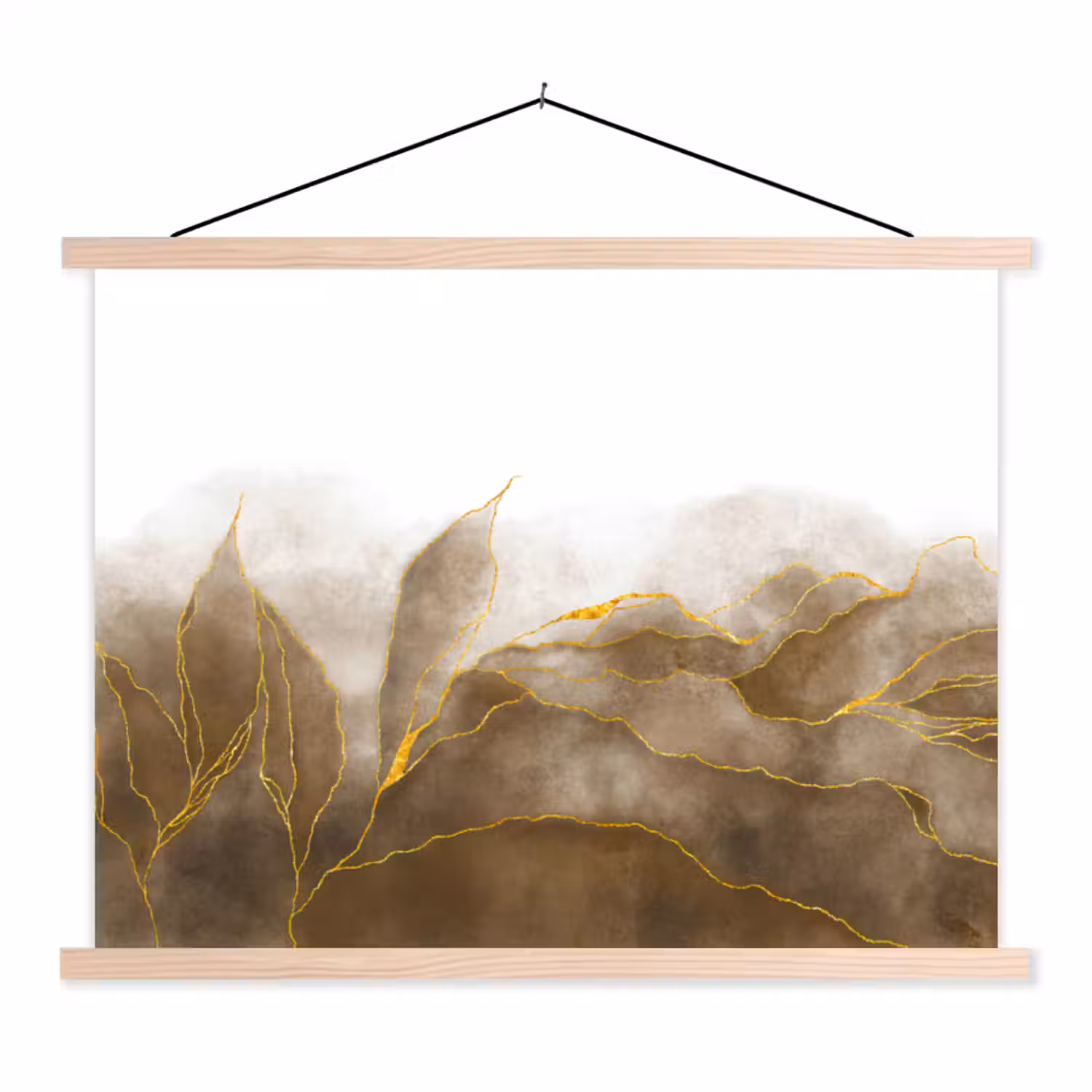 Marmer - Goud - Bruin - Textuur - Marmerlook textielposter latten blank klein -3d