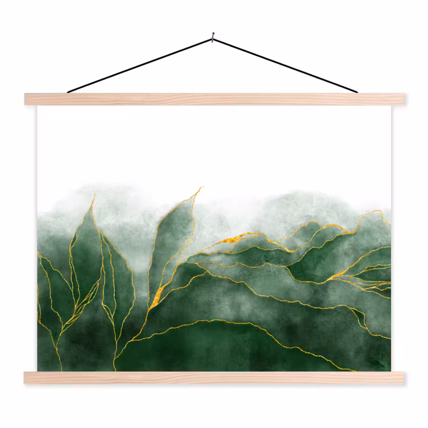 Marmer - Groen - Luxe - Goud - Marmerlook textielposter latten blank klein -3d
