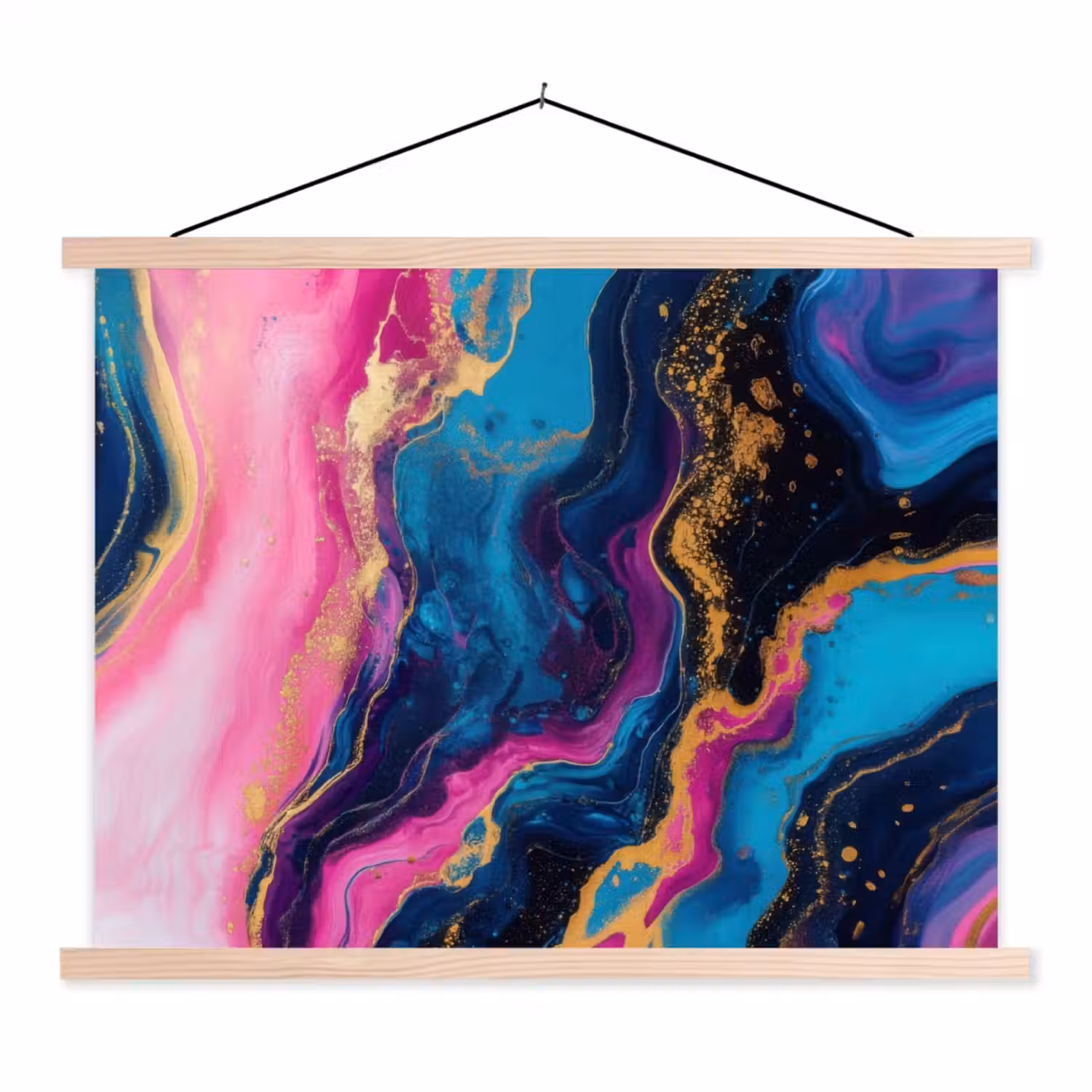 Marmer - Modern - Goud textielposter latten blank klein -3d