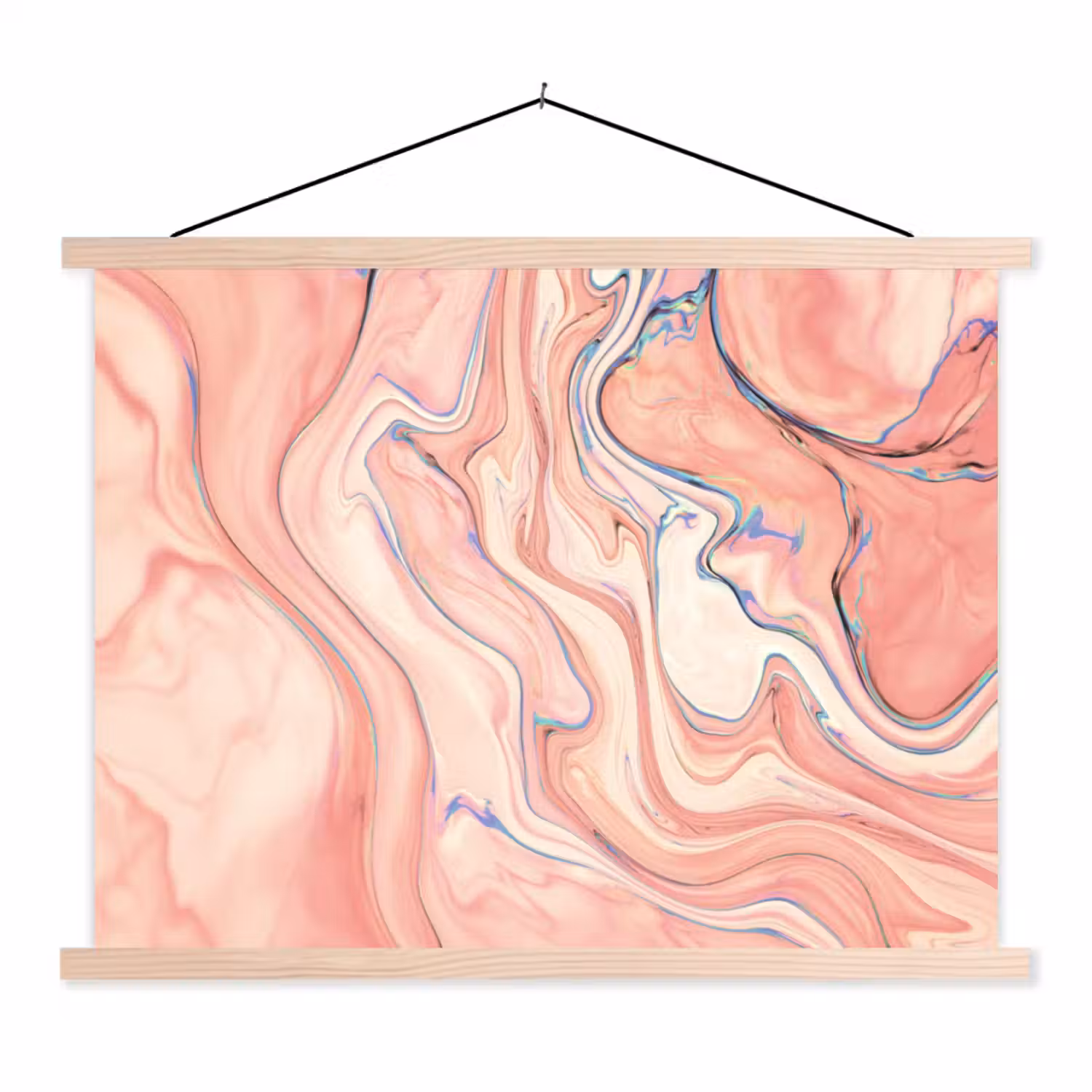 Marmer - Pastel - Roze - Blauw - Marmerlook - Abstract textielposter latten blank klein -3d