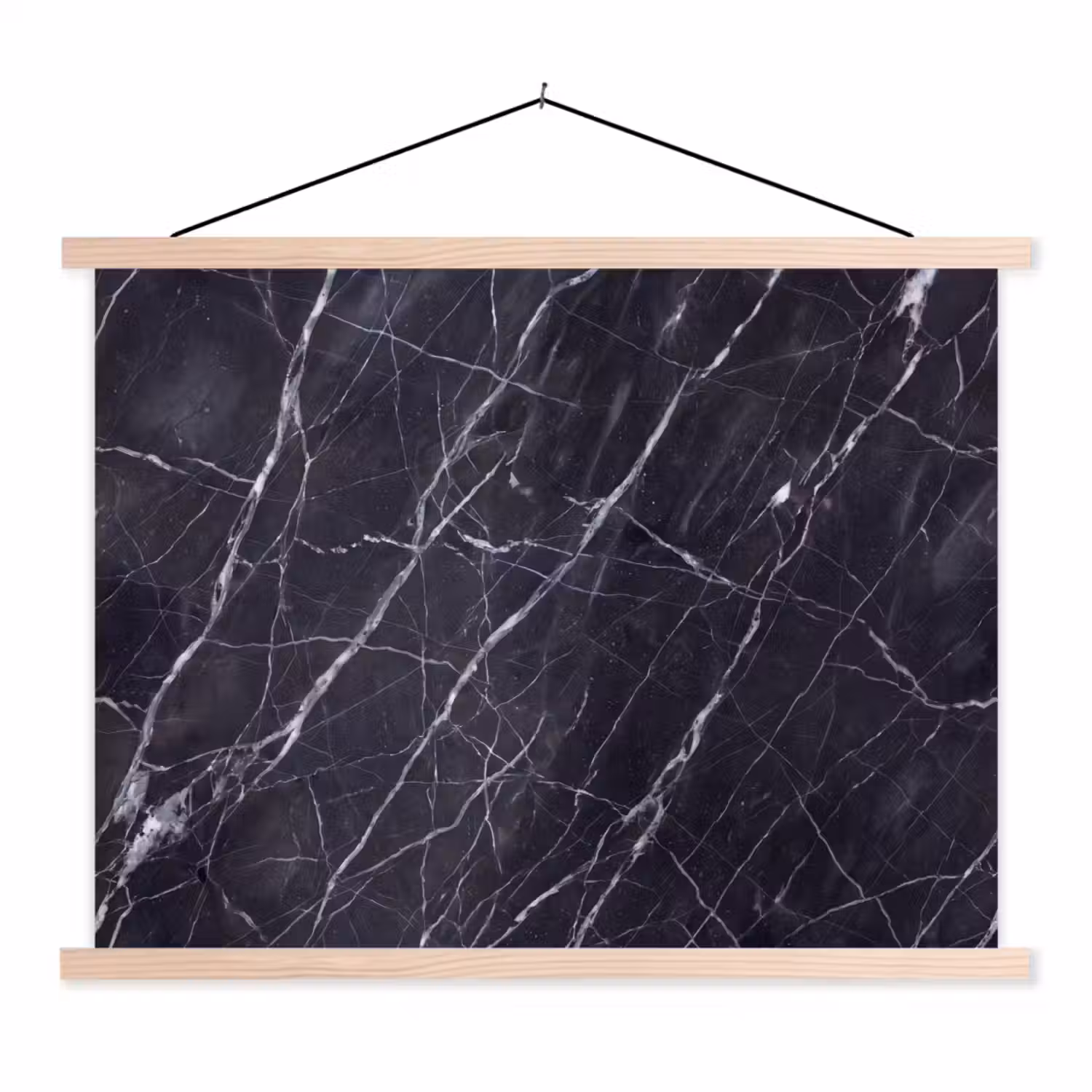 Marmer - Patroon - Modern - Zwart - Wit textielposter latten blank klein -3d
