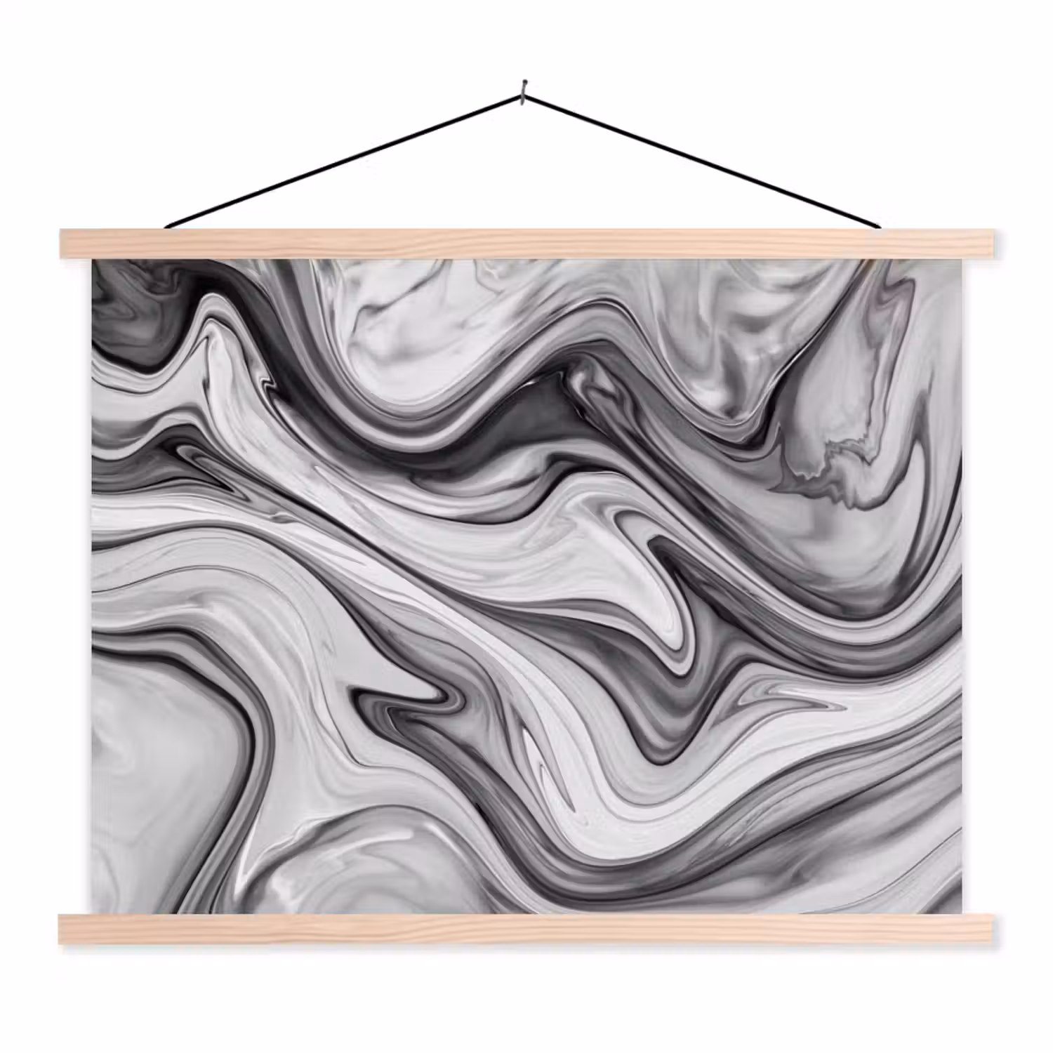 Marmer - Patronen - Grijs - Marmerlook - Zwart textielposter latten blank klein -3d