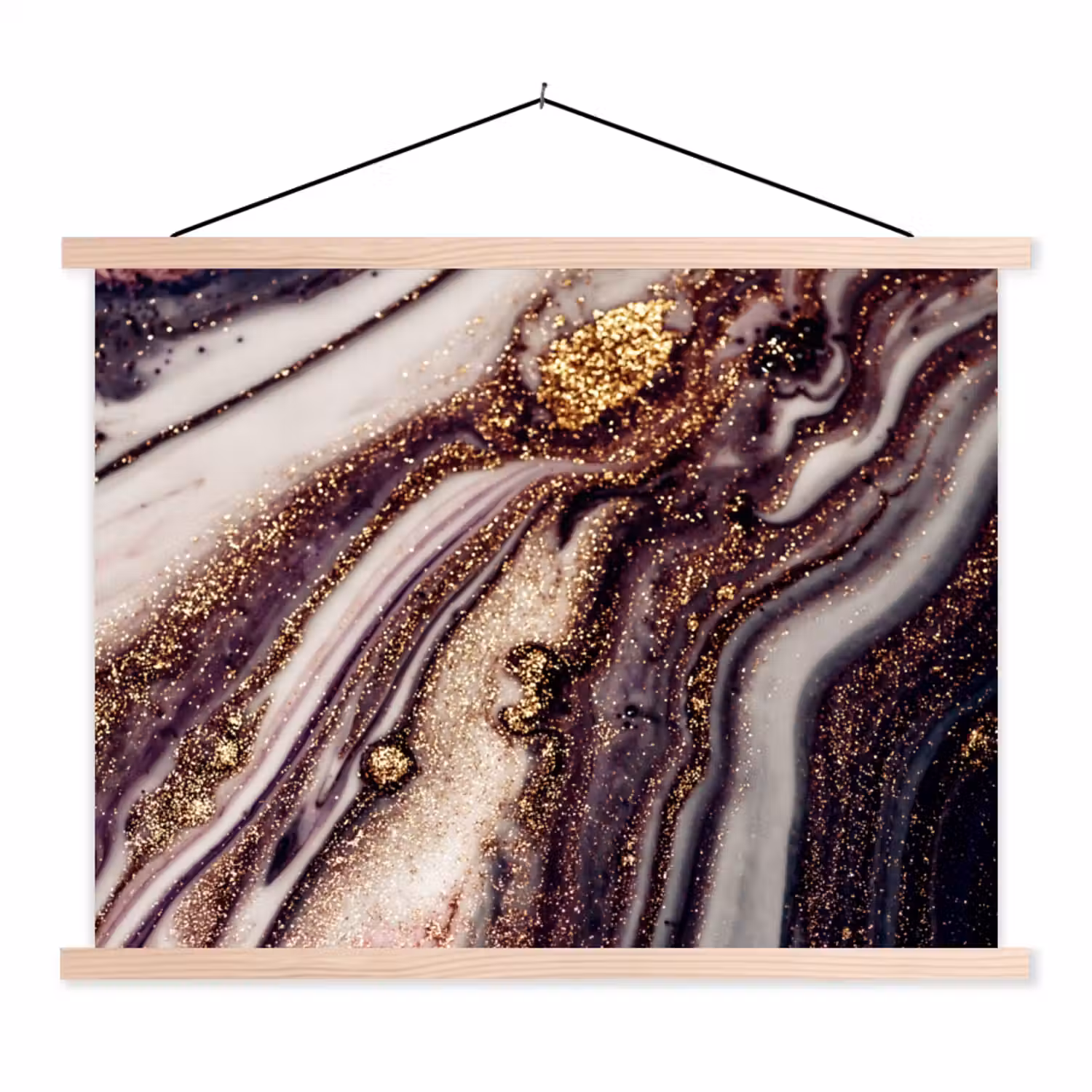Marmer - Roze - Goud - Glitter - Marmerlook textielposter latten blank klein -3d