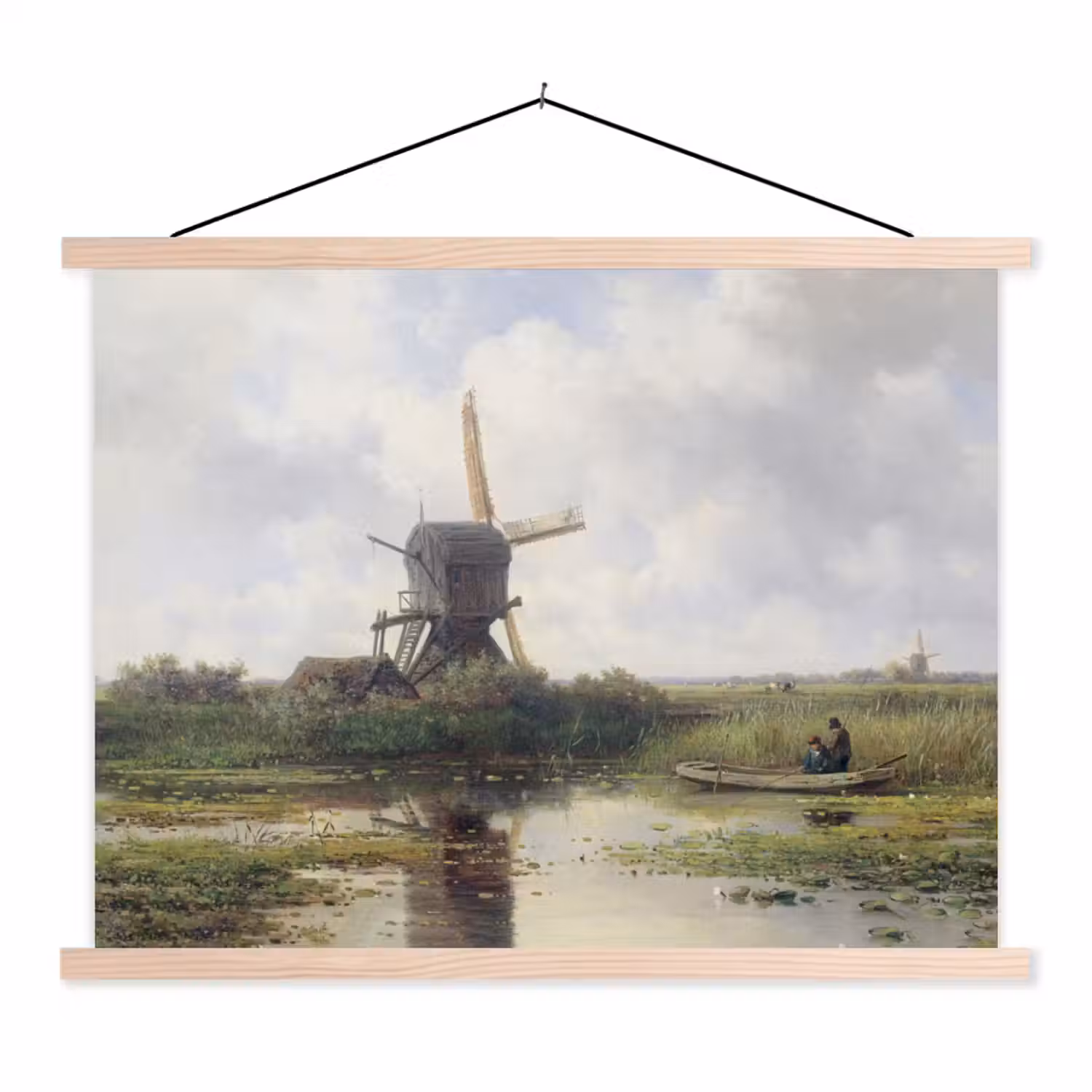 Molen - Willem Roelofs - Oude meesters - Kunst textielposter latten blank klein -3d