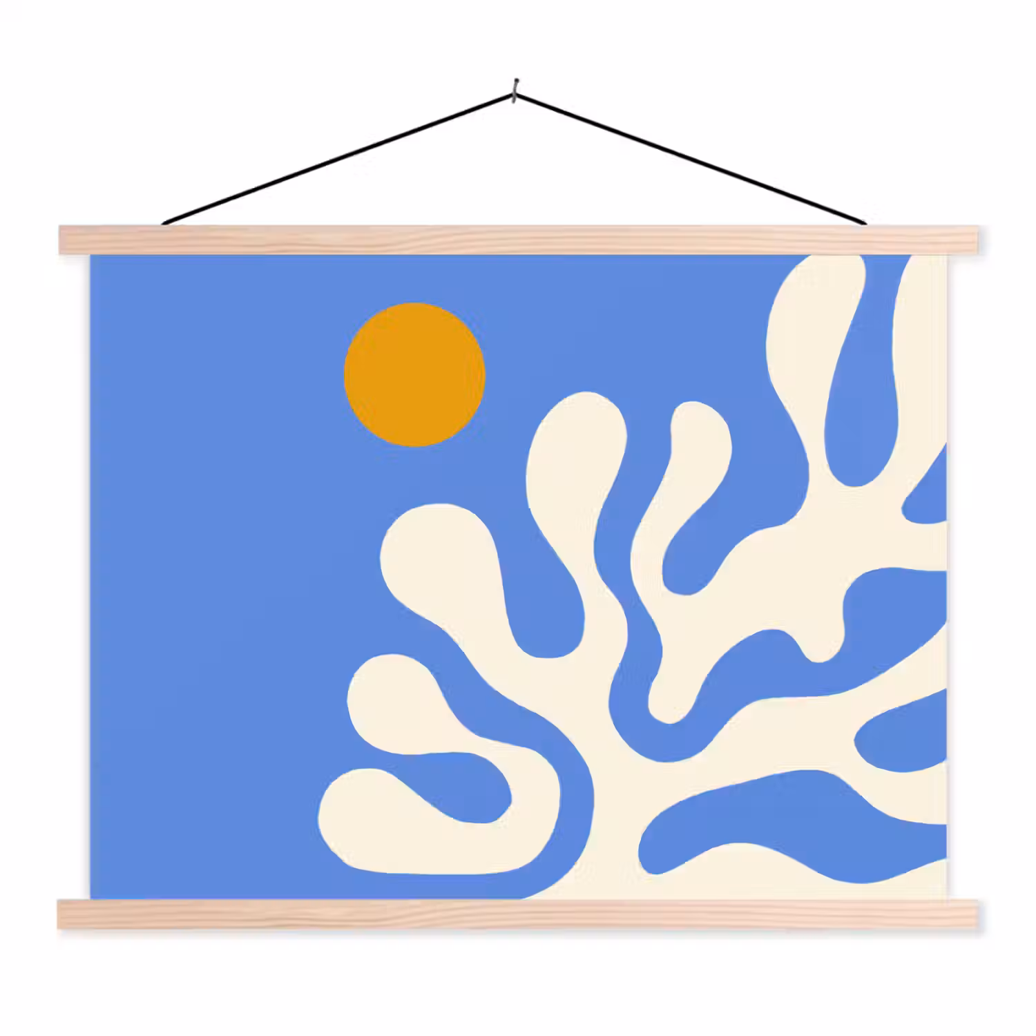 Minimalistisch - Organisch patroon - Blauw textielposter latten blank klein -3d