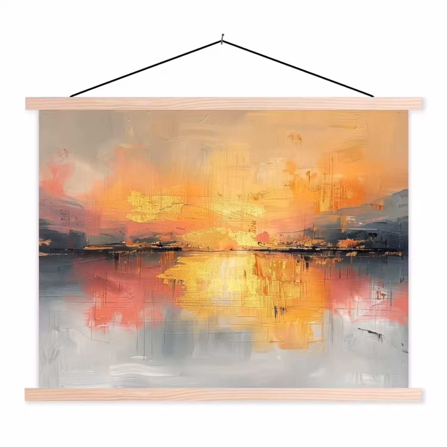 Modern - Abstract - Goud - Roze textielposter latten blank klein -3d