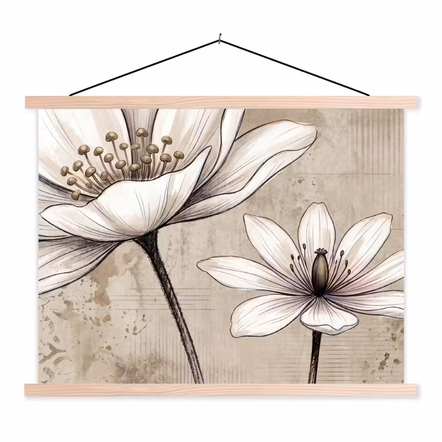 Modern - Design - Wit textielposter latten blank klein -3d