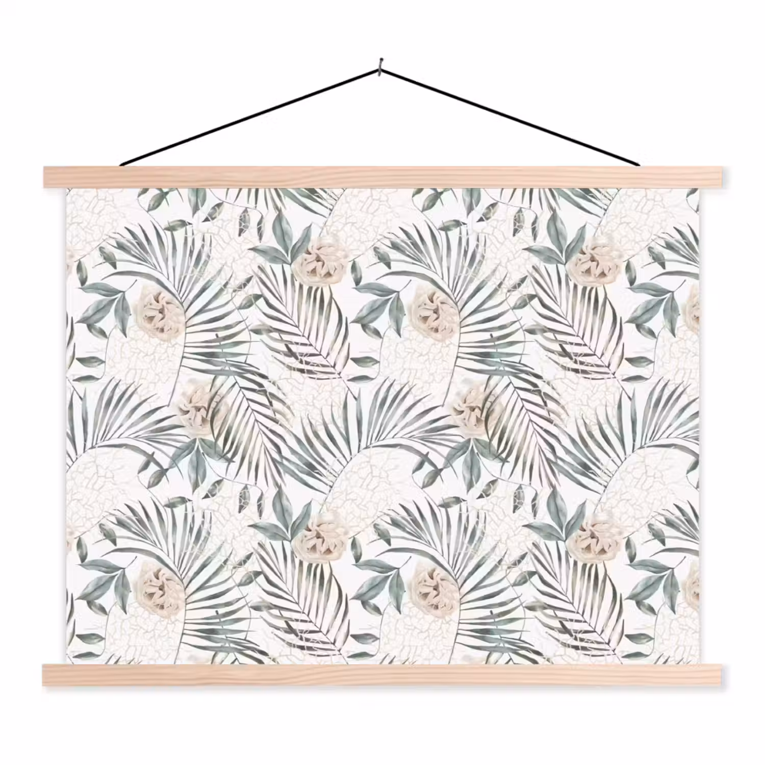 Monstera - Palmblad - Jungle - Tropisch textielposter latten blank klein -3d