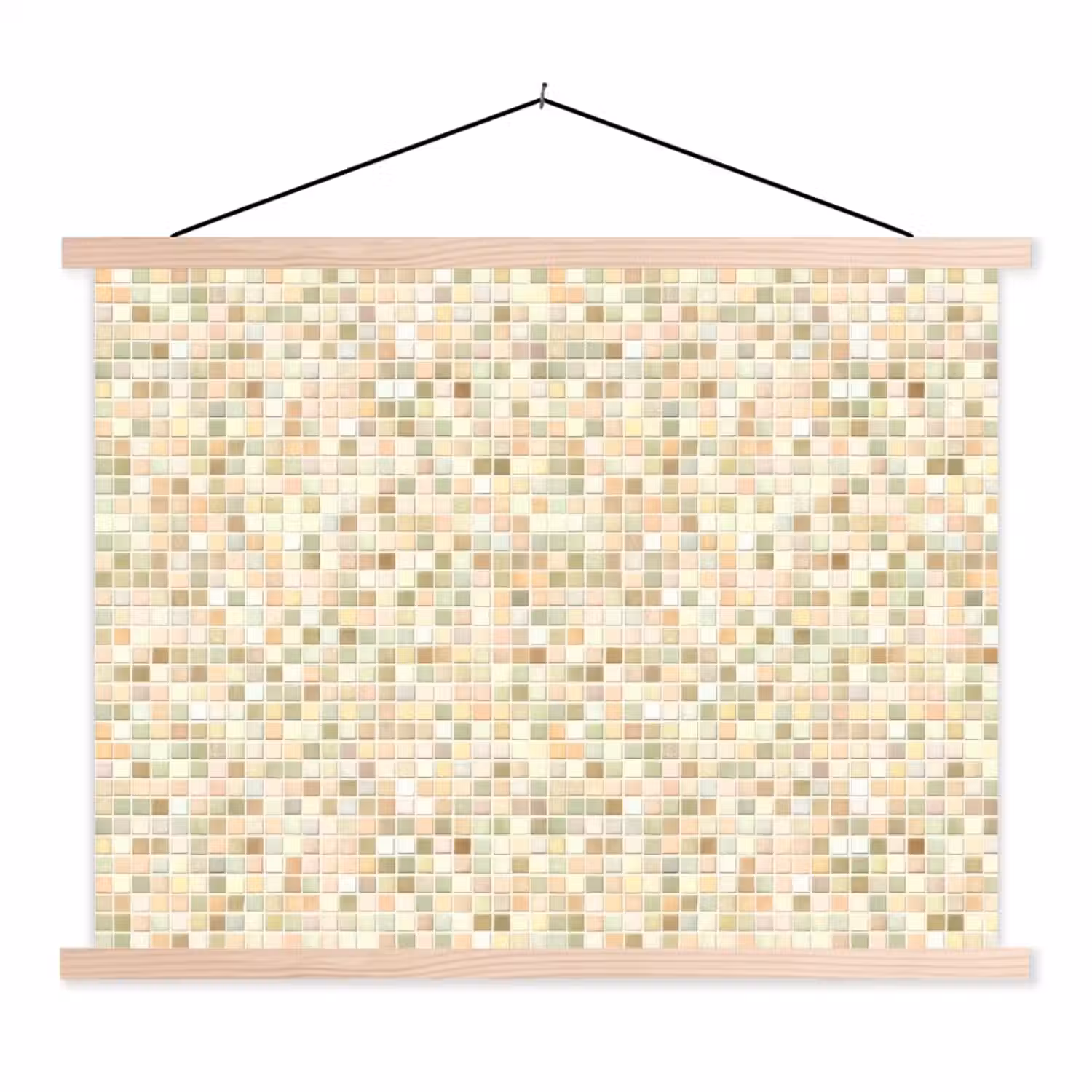 Mozaïek - Patroon - Beige textielposter latten blank klein 122 -3d