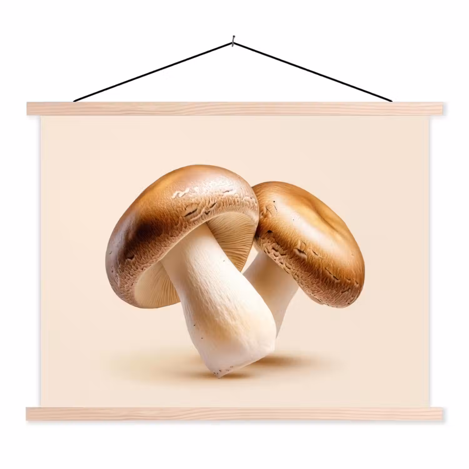 Champignons - Zacht - Beige textielposter latten blank klein -3d