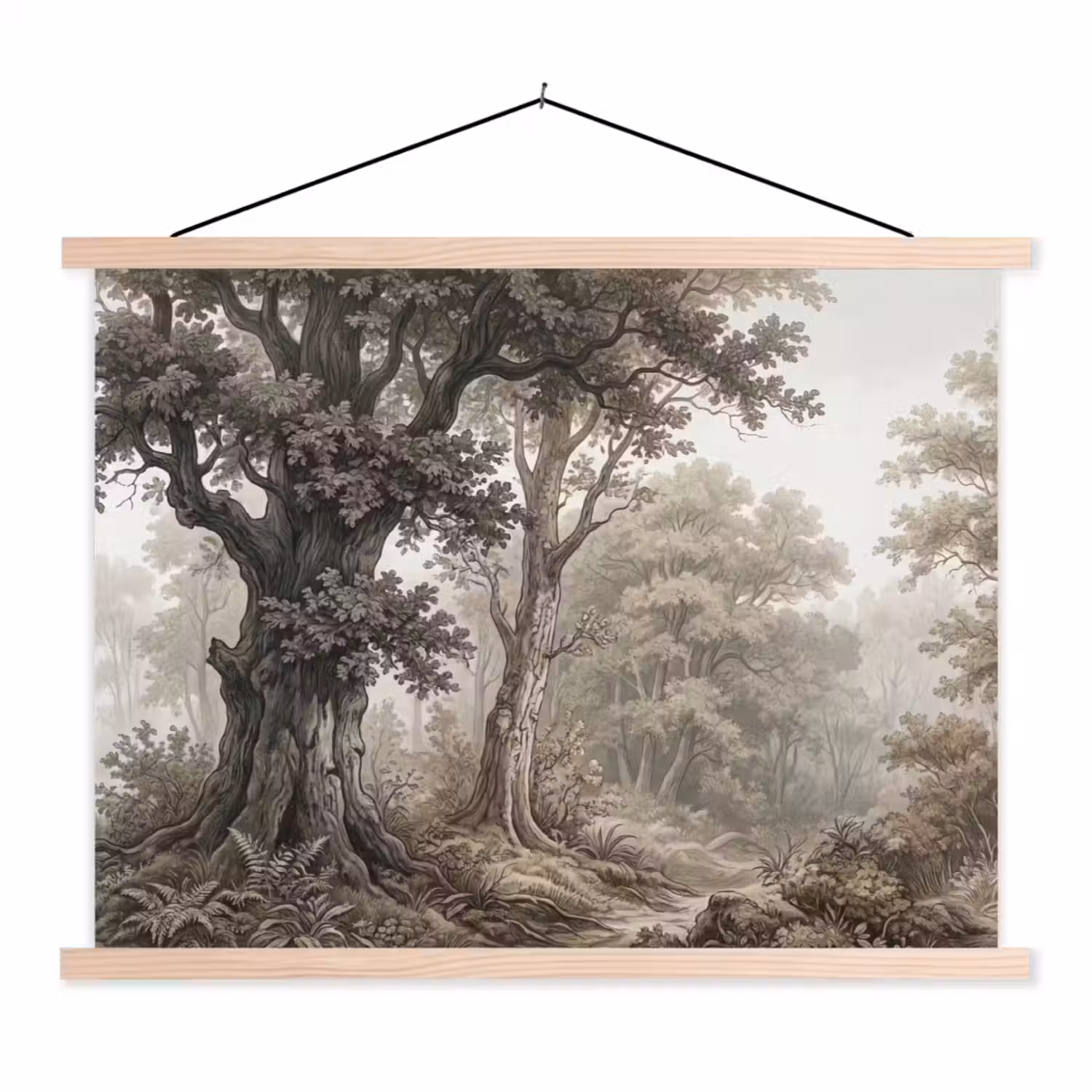 Natuur - Bos - Eik textielposter latten blank klein -3d