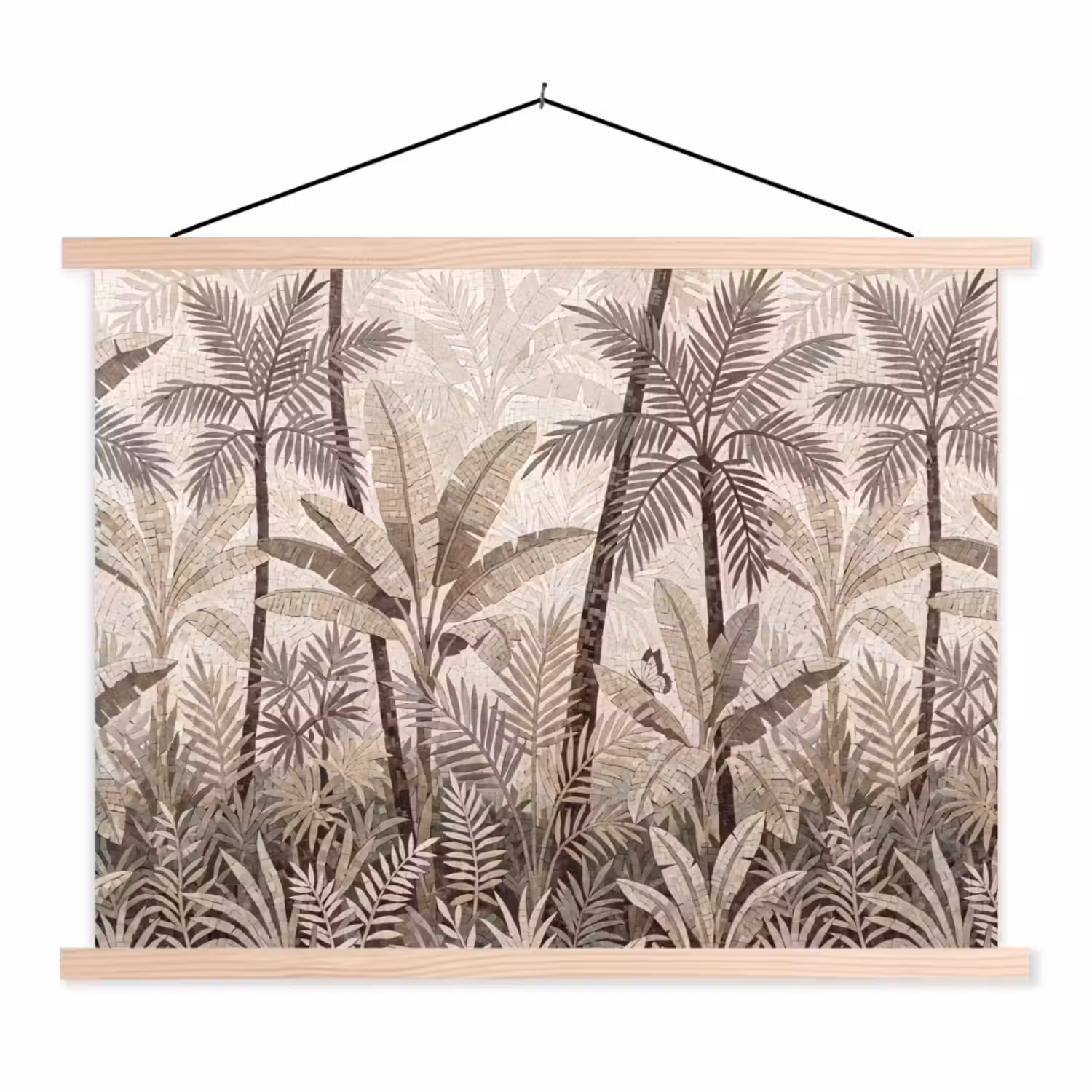 Natuur - Bladeren - Landschap - Mozaïek - Beige textielposter latten blank klein -3d