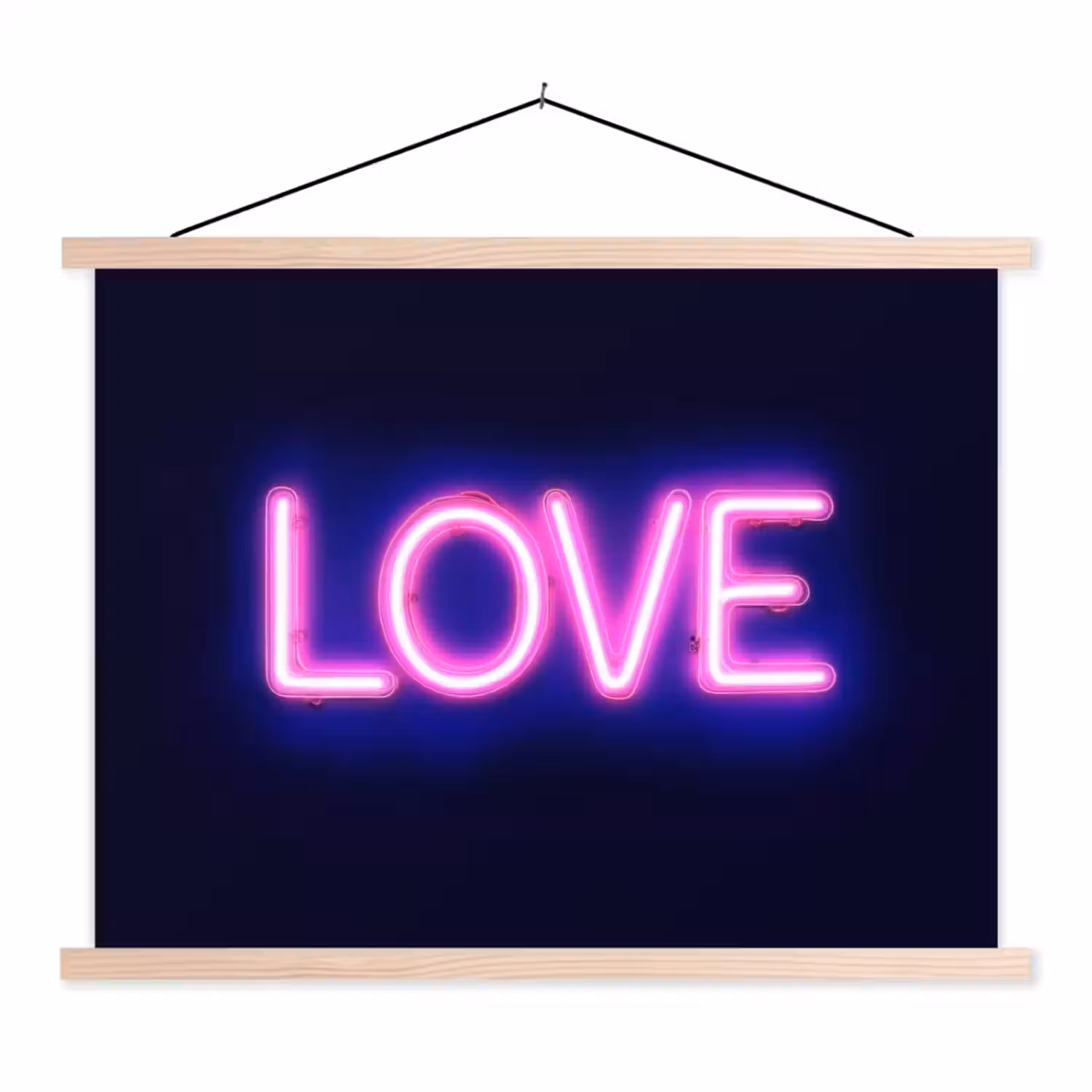 Neon - Love - Valentijn textielposter latten blank klein -3d