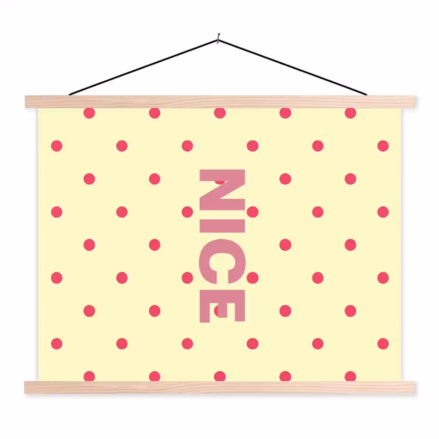 Nice - Stippen - Roze - Geel textielposter latten blank klein -3d