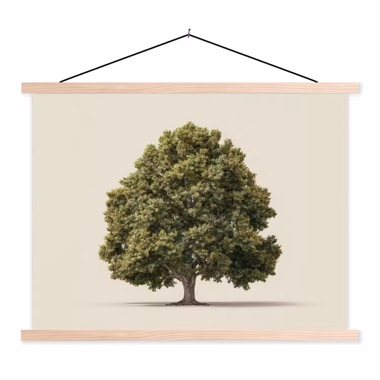 Eikenboom - Groen - Lichte achtergrond textielposter latten blank klein -3d